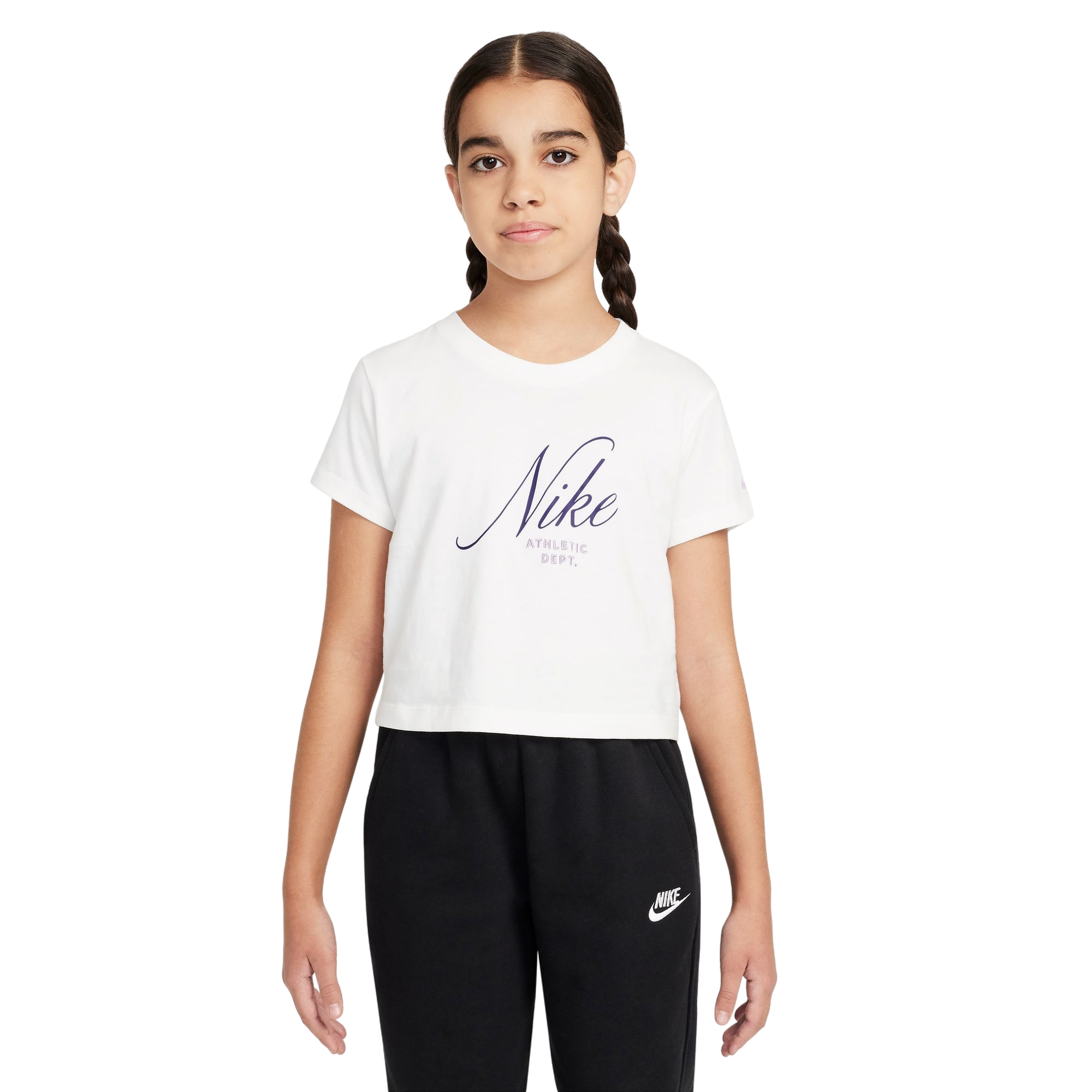 Nike Big Girls' Sportswear Cropped Tee - White - WHITE Thumbnail View 1