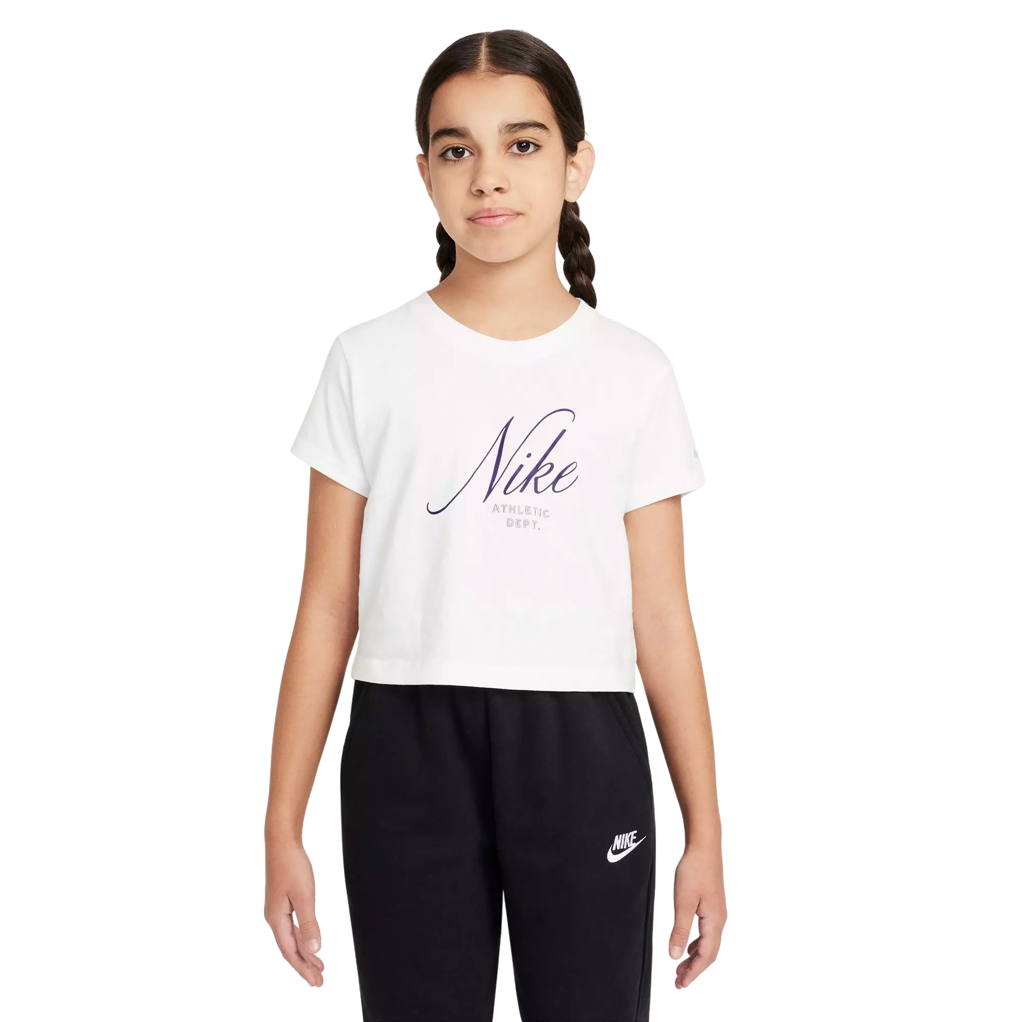 Nike Big Girls' Sportswear Cropped Tee - White - WHITE