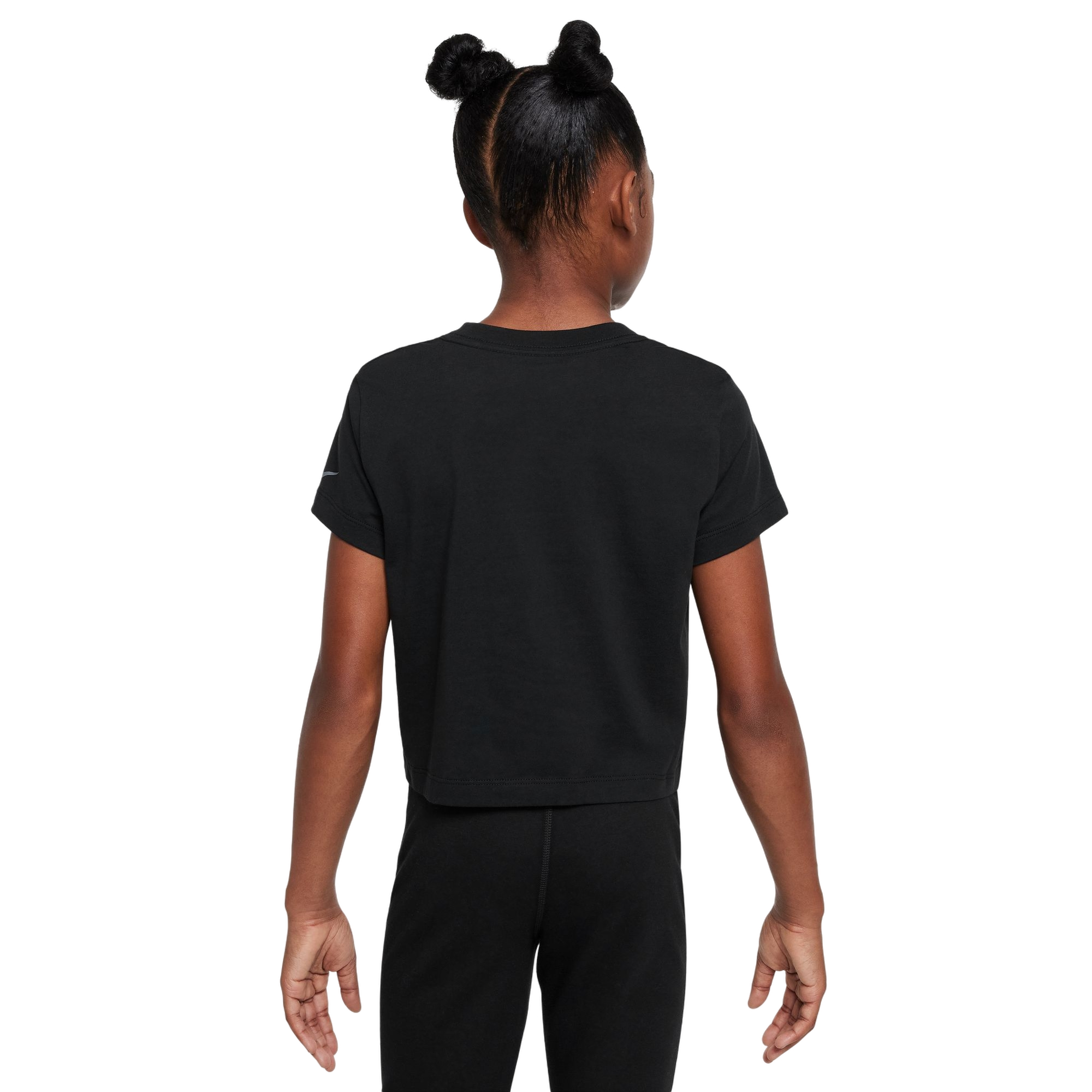 Nike Big Girls' Sportswear Cropped Tee - Black/Pink - BLACK/PINK Thumbnail View 2
