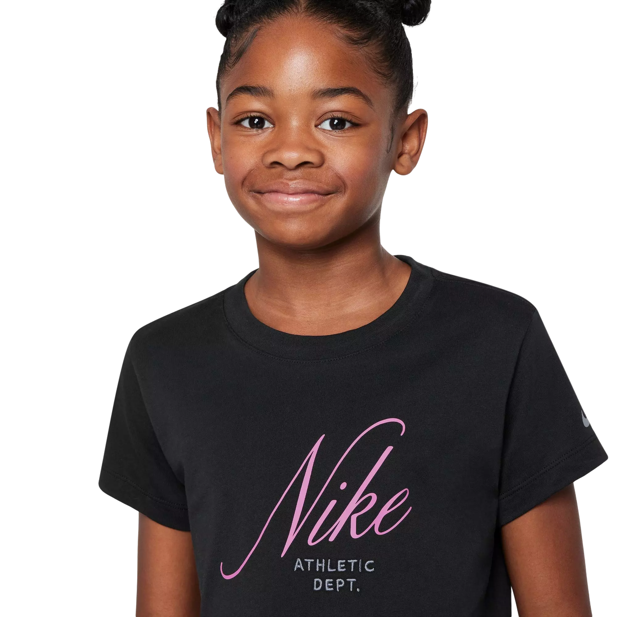 Nike Big Girls' Sportswear Cropped Tee - BLACK/PINK