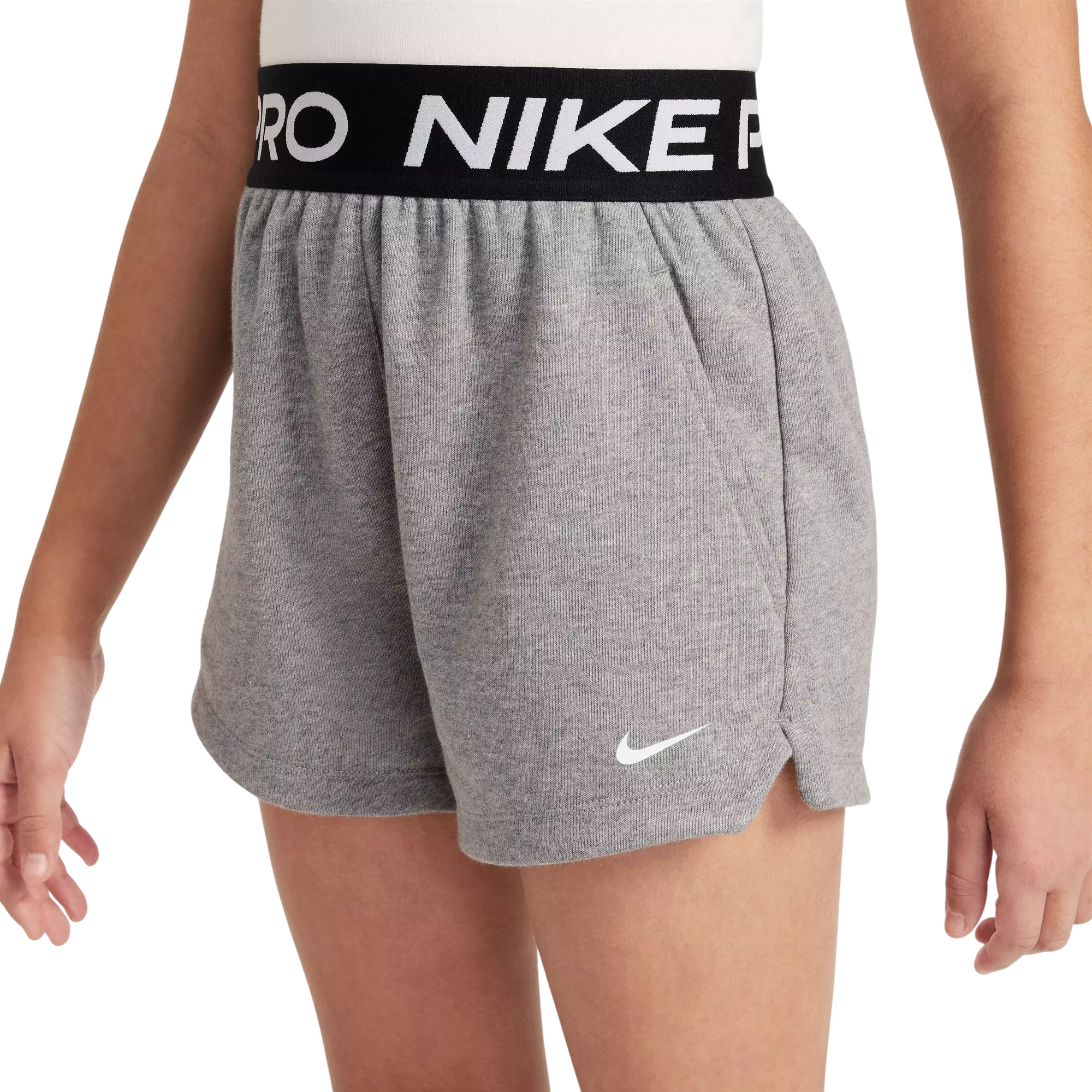 Nike Big Girls' Pro Dri-FIT Fleece Shorts - GREY