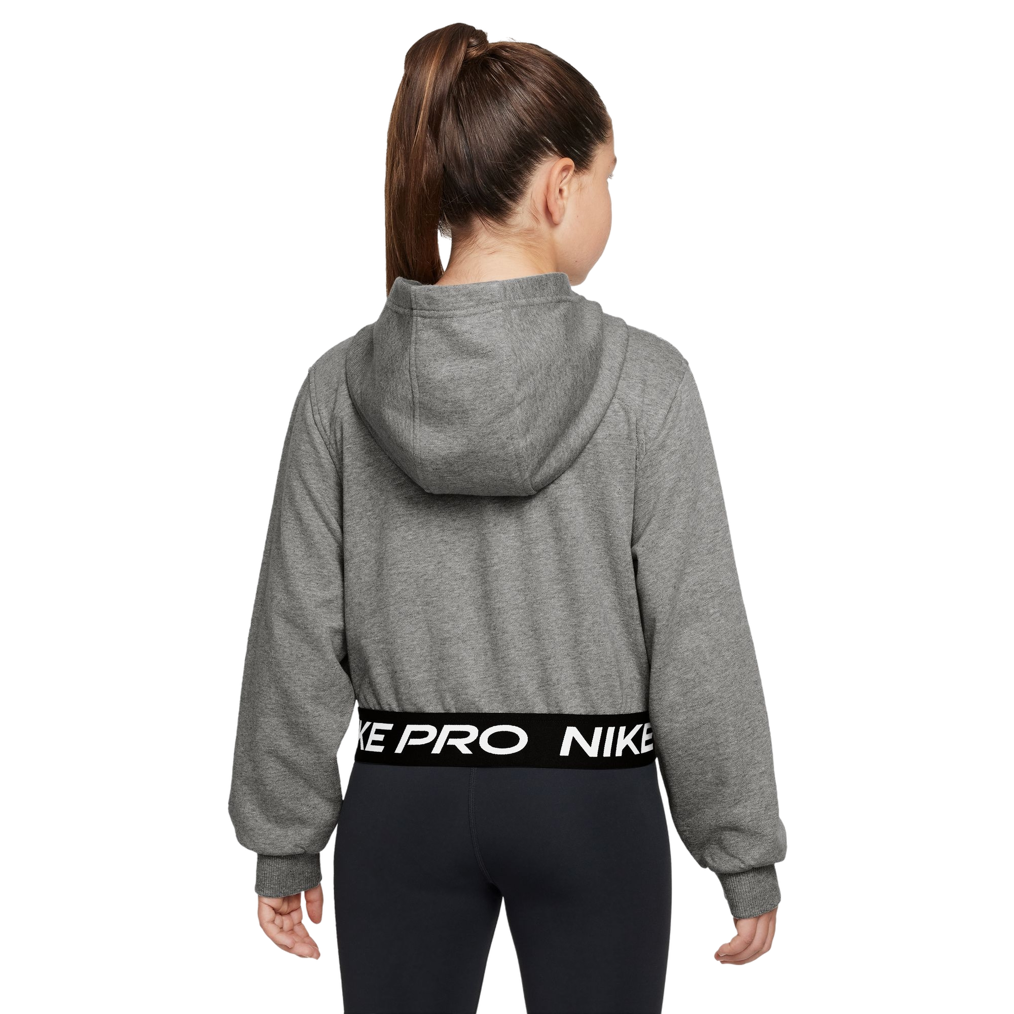 Nike Pro Dri-FIT Fleece Full-Zip Big Girls' Grey Jacket