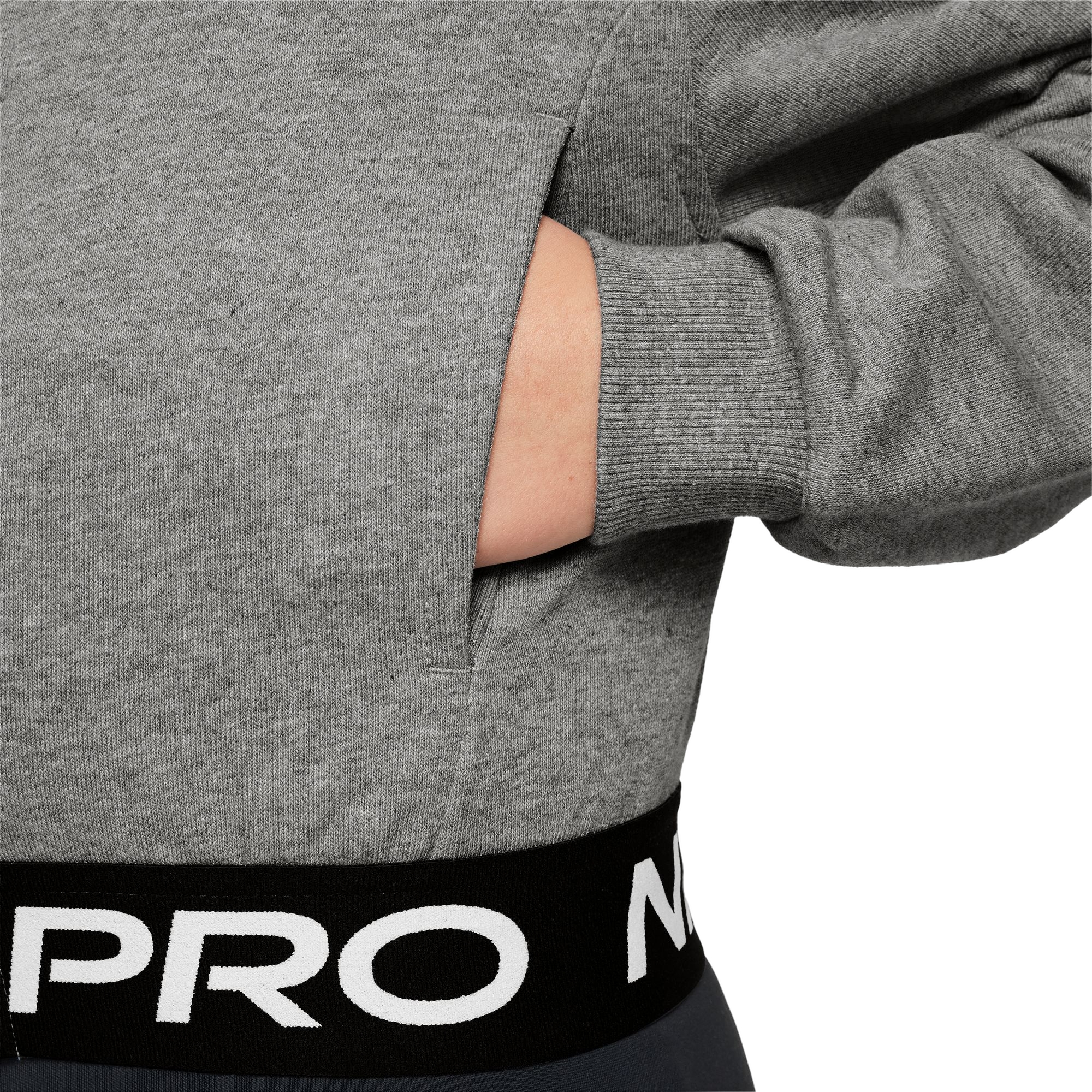 Nike Pro Dri-FIT Fleece Full-Zip Big Girls' Grey Jacket
