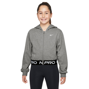 Nike Big Girls' Pro Dri-FIT Fleece Full-Zip Jacket-Grey