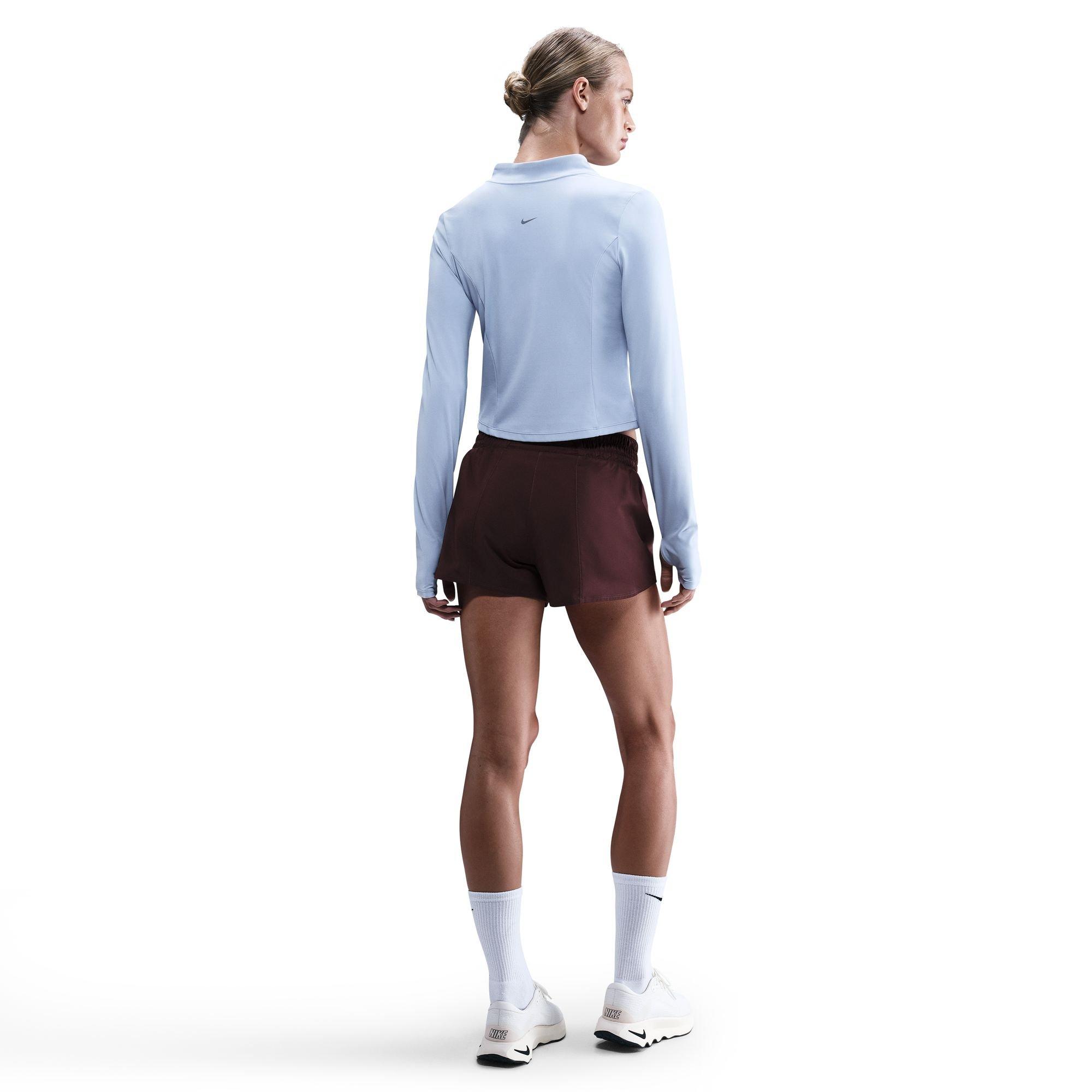 Nike Women's One Dri-FIT Mid-Rise 3" Brief-Lined Shorts - BURGUNDY Thumbnail View 2