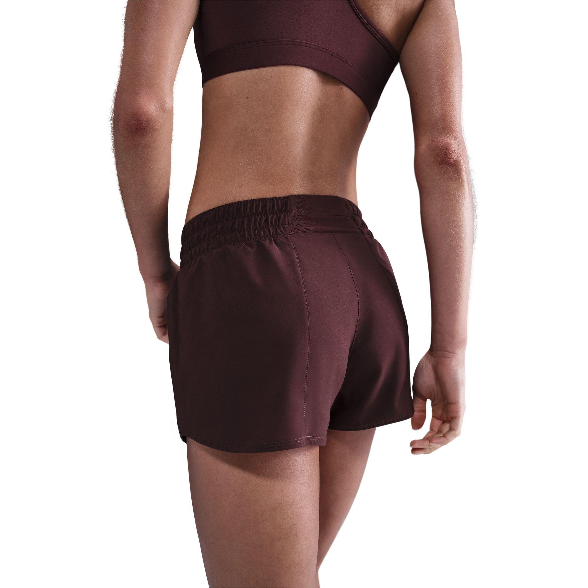 Nike Women's One Dri-FIT Mid-Rise 3" Brief-Lined Shorts - BURGUNDY Thumbnail View 4