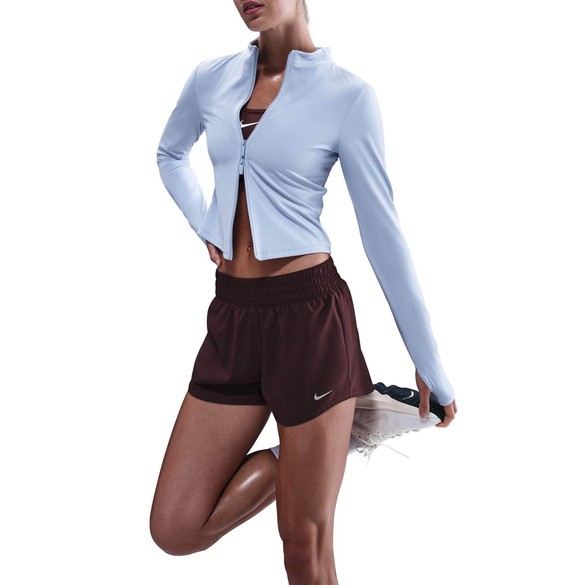 Nike Women's One Dri-FIT Mid-Rise 3" Brief-Lined Shorts - BURGUNDY Thumbnail View 5