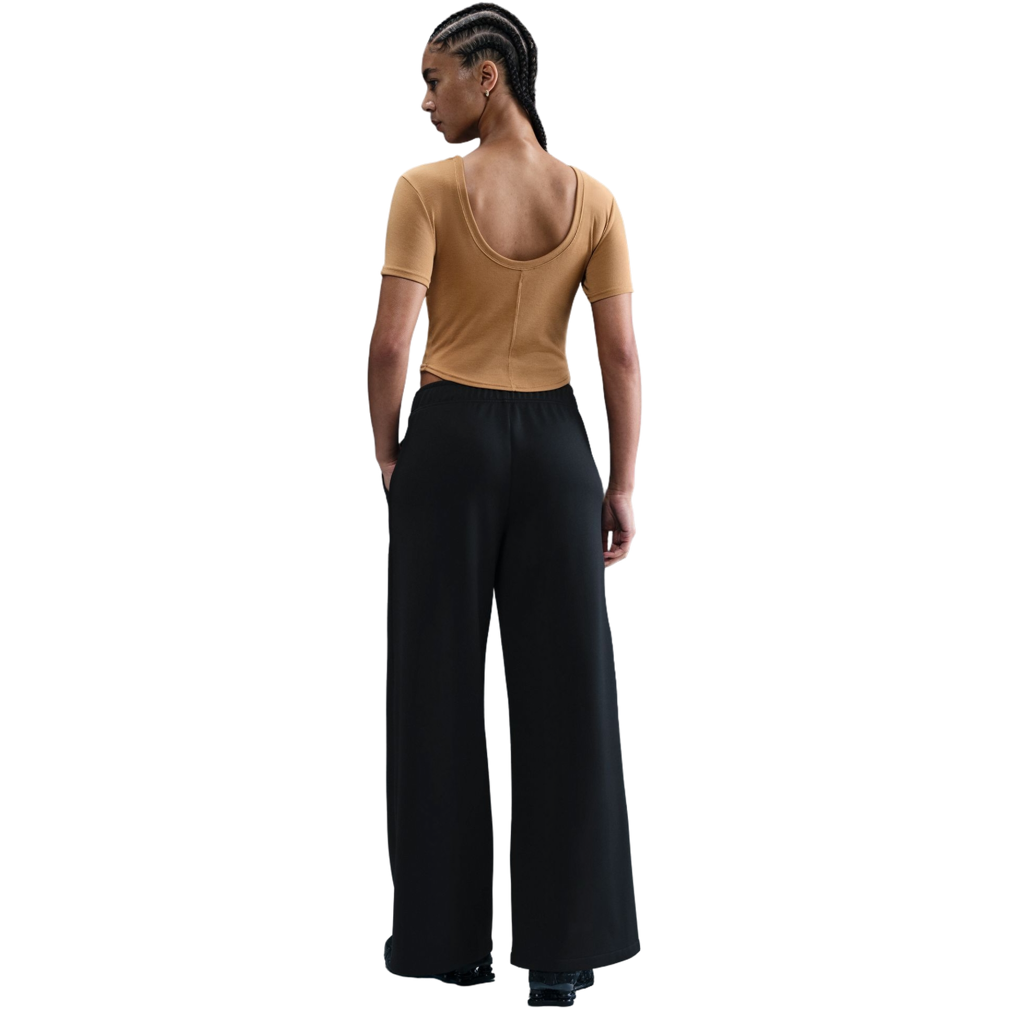 Nike Women's Sportswear Mid-Rise Wide-Leg Track Pants - BLACK/WHITE Thumbnail View 2