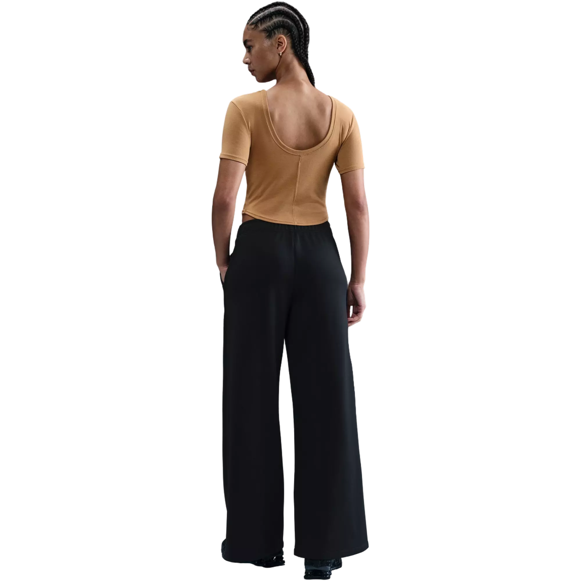 Nike Women's Sportswear Mid-Rise Wide-Leg Track Pants - BLACK/WHITE