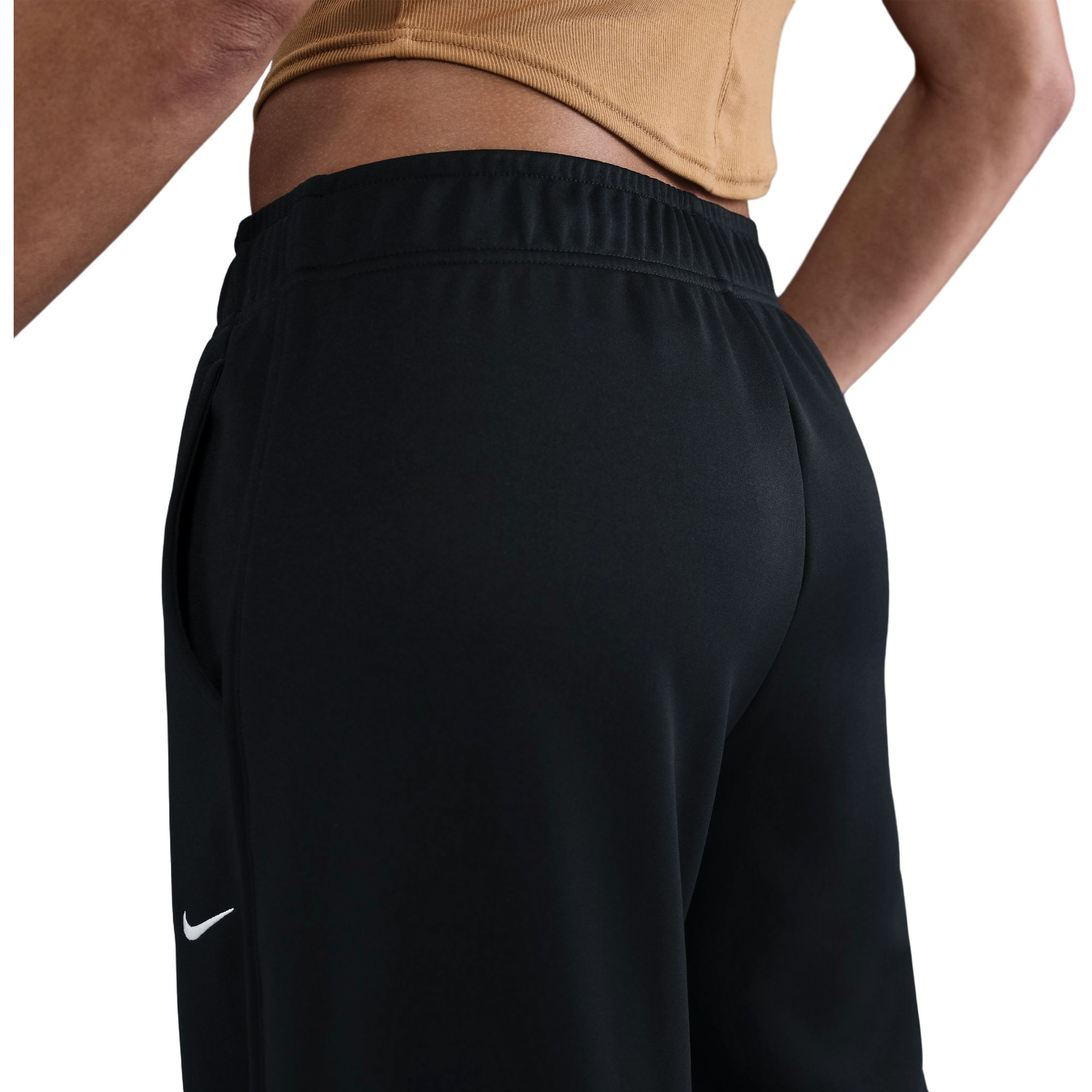 Nike Women's Sportswear Mid-Rise Wide-Leg Track Pants - BLACK/WHITE Thumbnail View 4