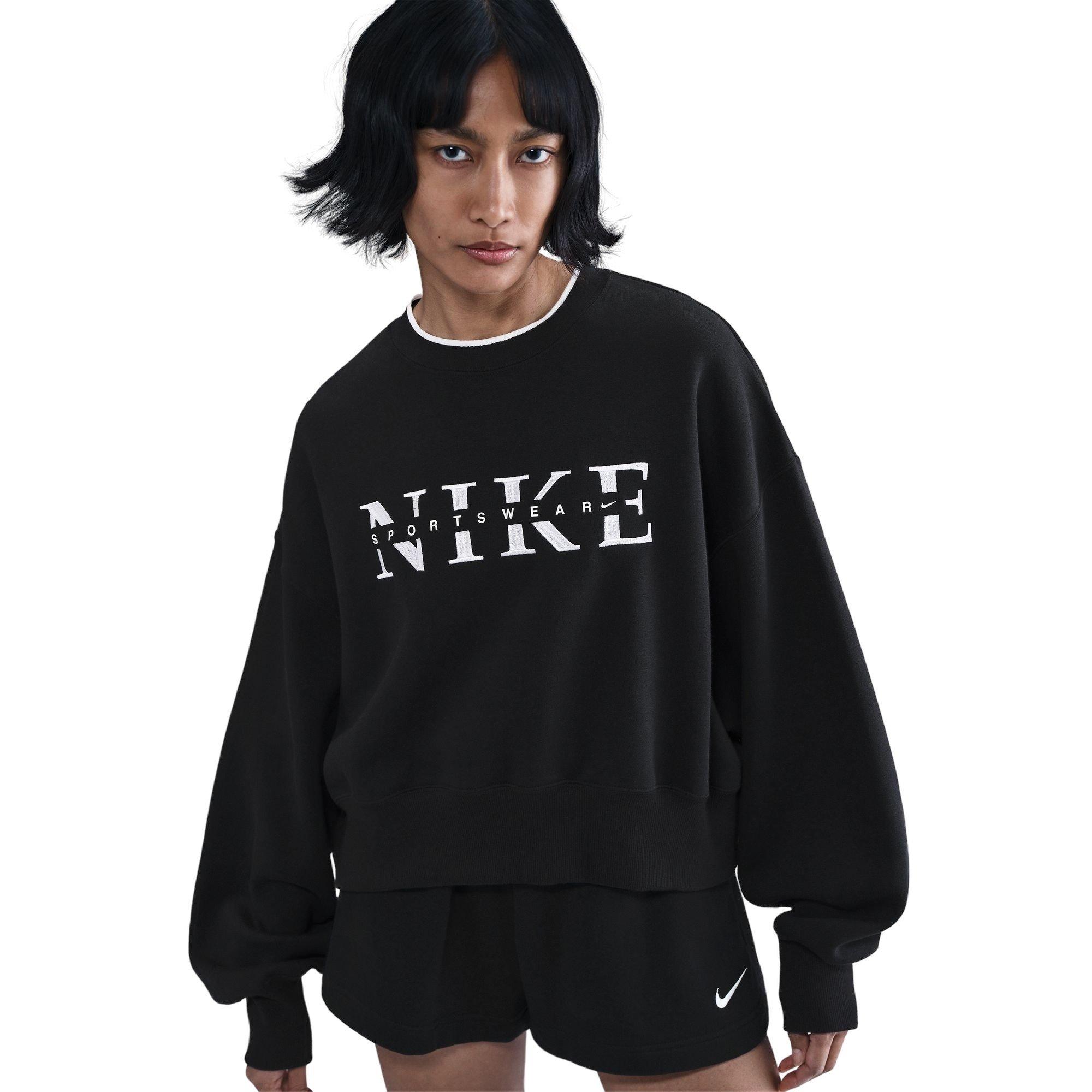 Nike Women's Phoenix Fleece GLC Crew Sweatshirt - Black - BLACK Thumbnail View 1