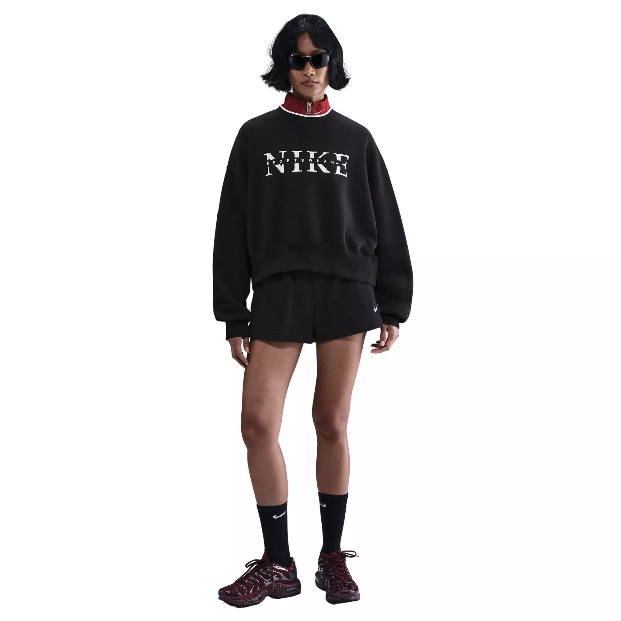 Nike Women's Phoenix Fleece GLC Crew Sweatshirt - Black - BLACK