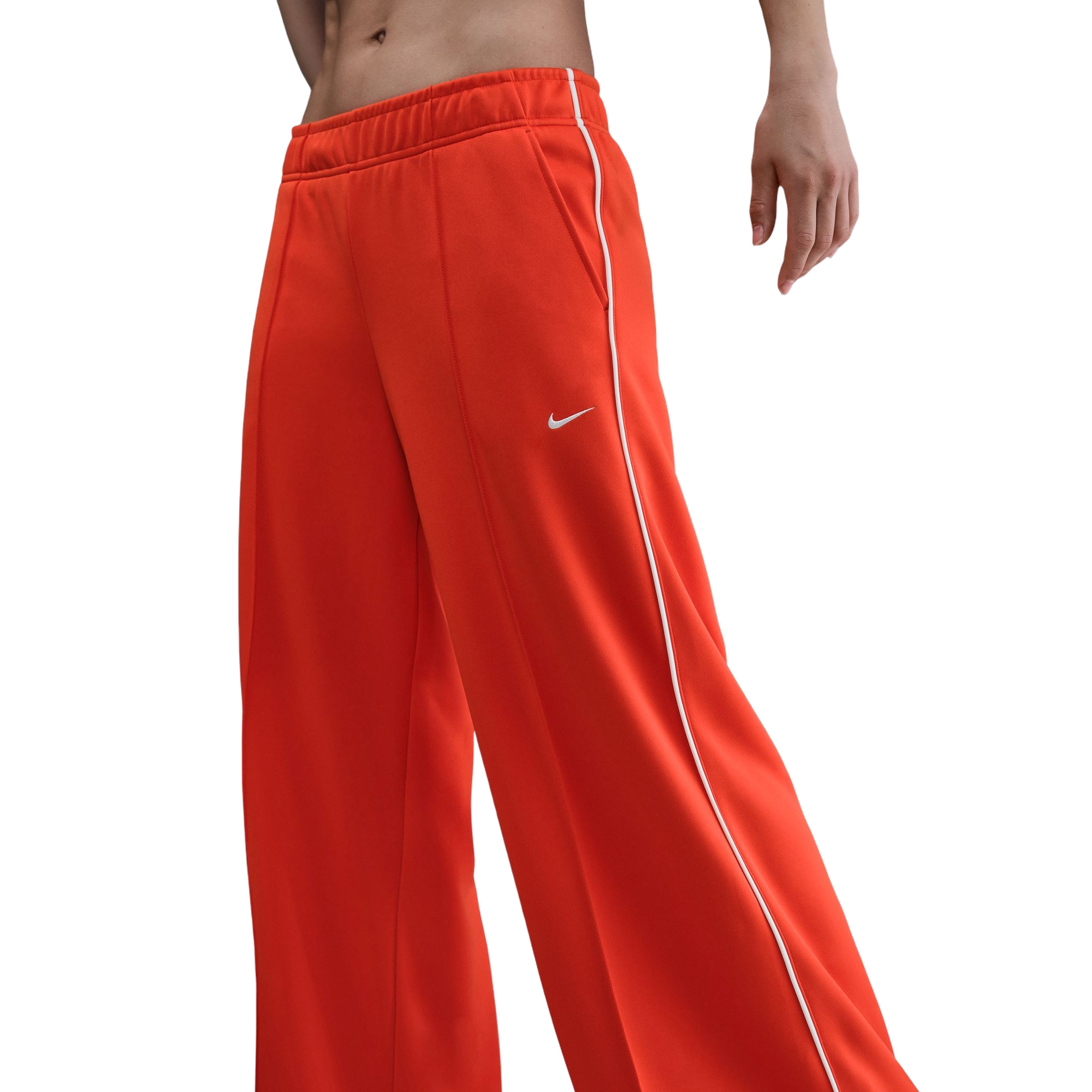 Nike Women's Sportswear Wide-Leg Track Pants - RED/WHITE Thumbnail View 3