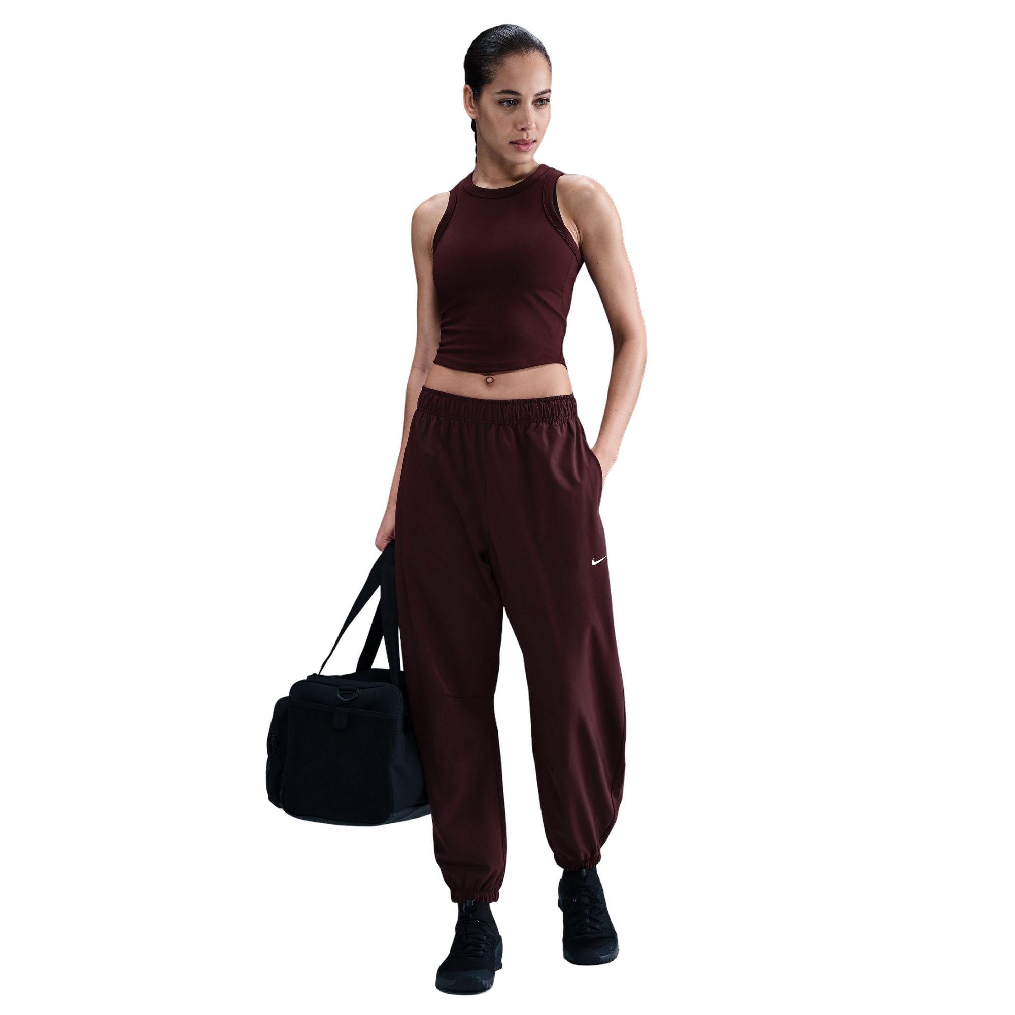 Nike Women's One Repel High-Waisted Woven Pants - BURGUNDY Thumbnail View 1