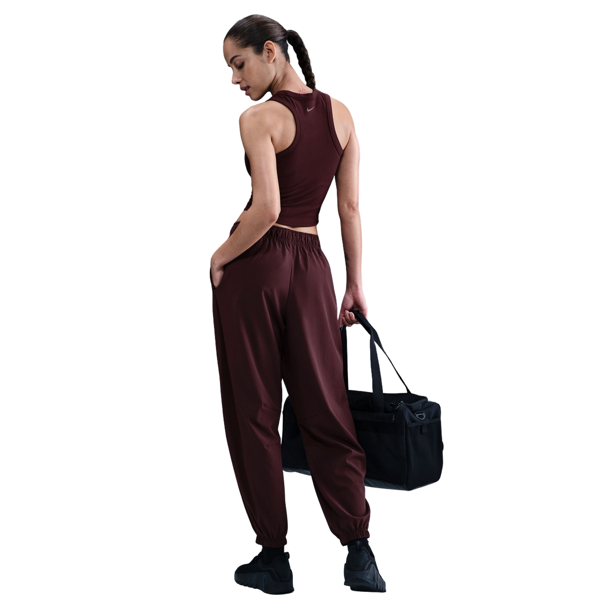 Nike Women's One Repel High-Waisted Woven Pants - BURGUNDY Thumbnail View 2