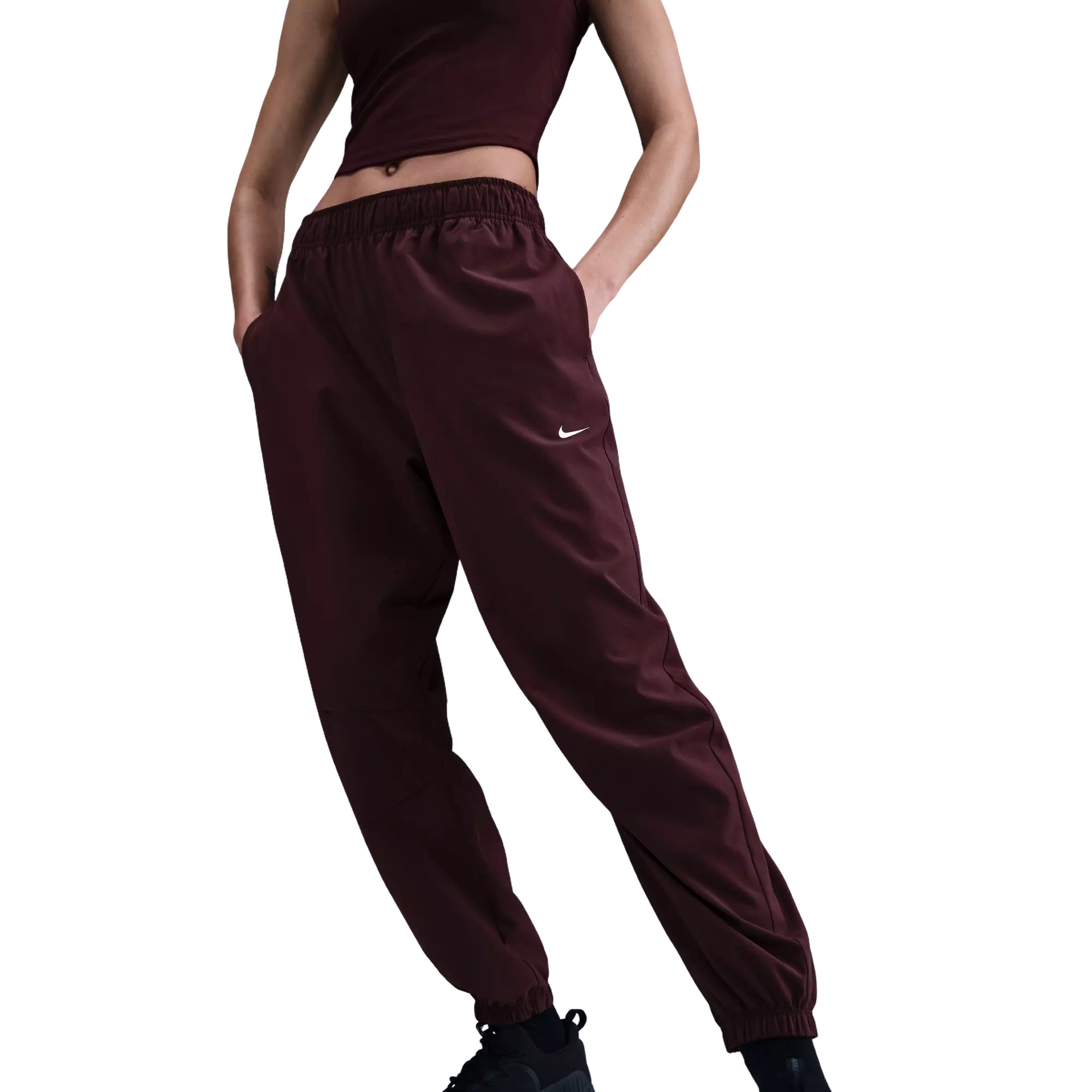 Nike Women's One Repel High-Waisted Woven Pants - BURGUNDY