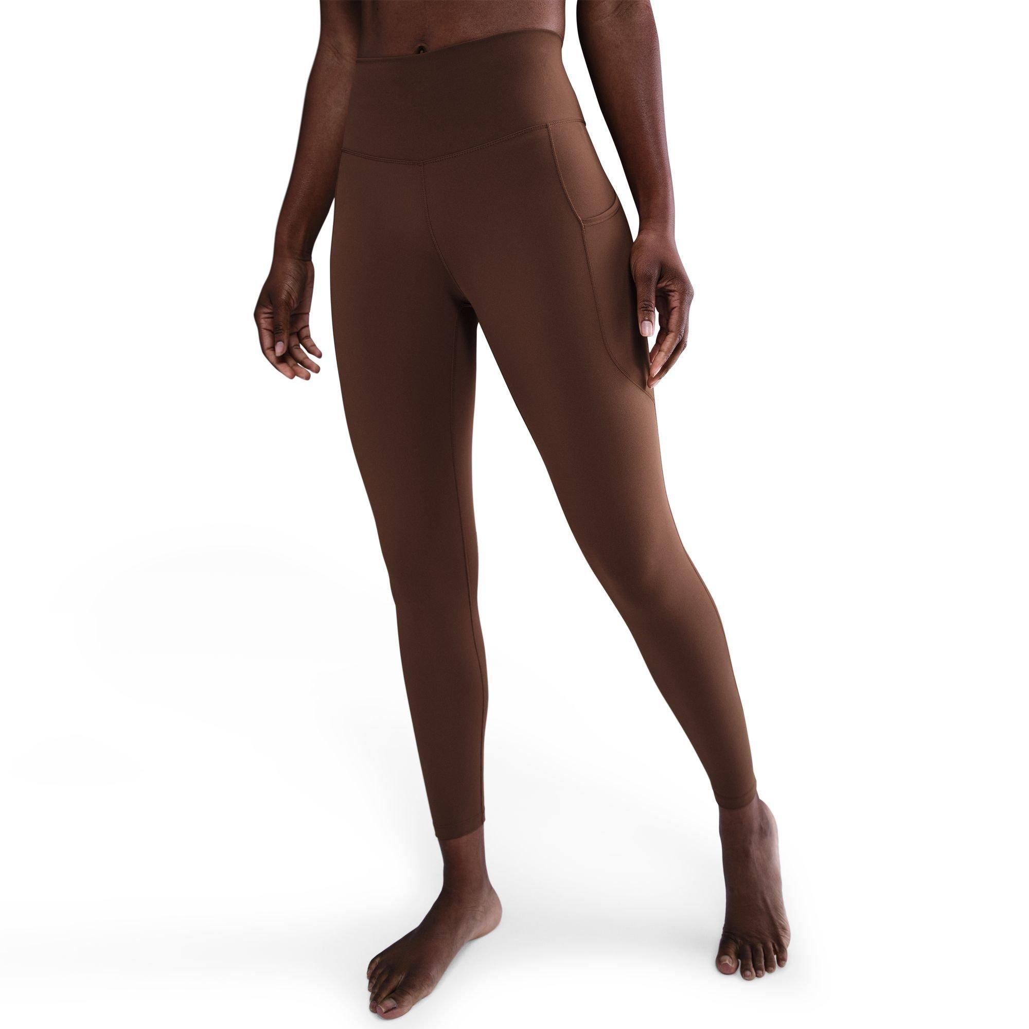 Nike Women's One High-Waisted 7/8 Leggings with Pockets - BROWN Thumbnail View 3