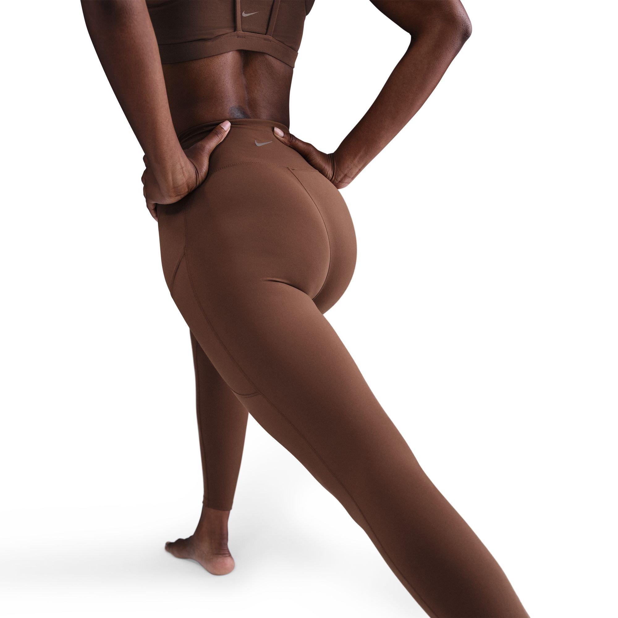 Nike Women's One High-Waisted 7/8 Leggings with Pockets - BROWN Thumbnail View 4