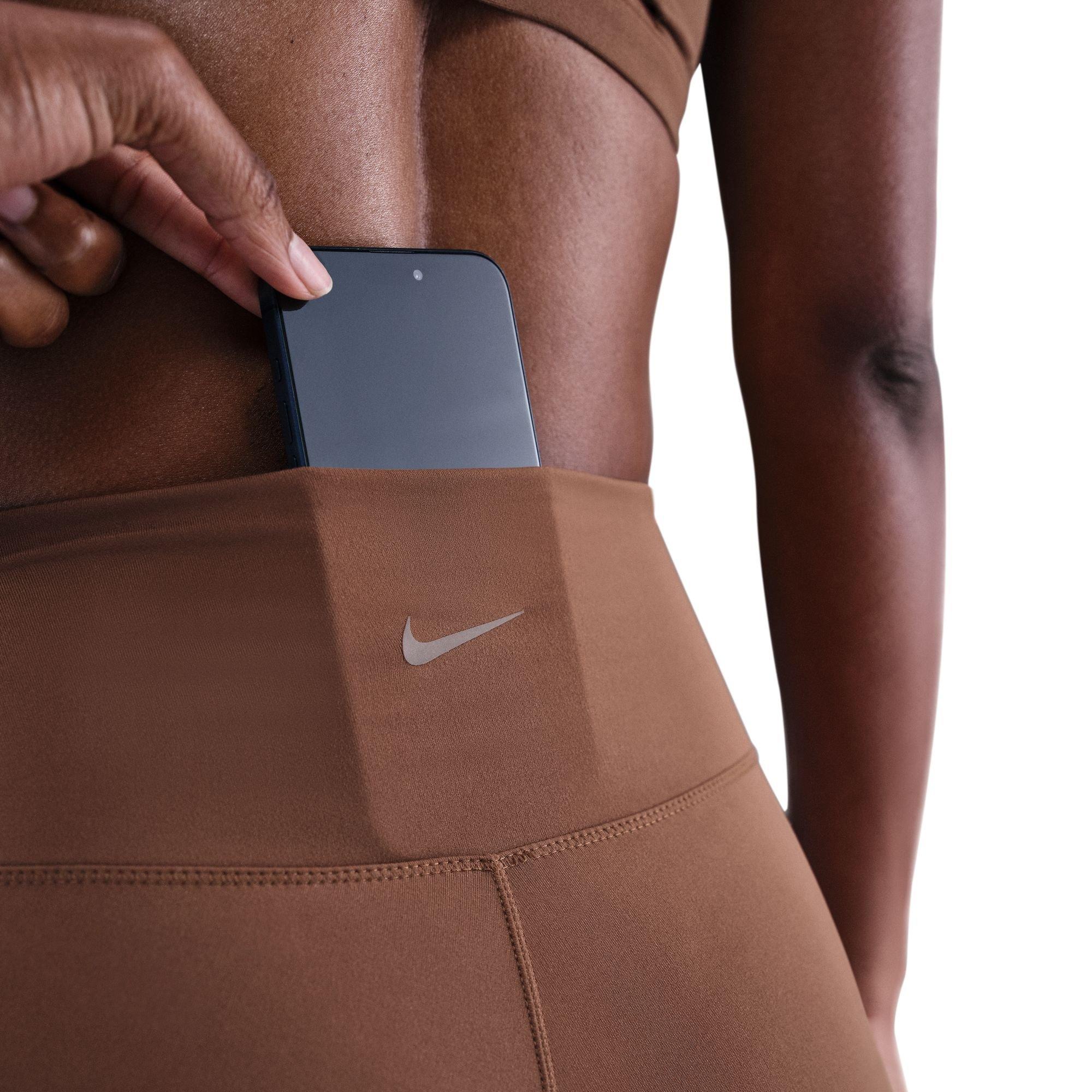 Nike Women's One High-Waisted 7/8 Leggings with Pockets - BROWN Thumbnail View 5