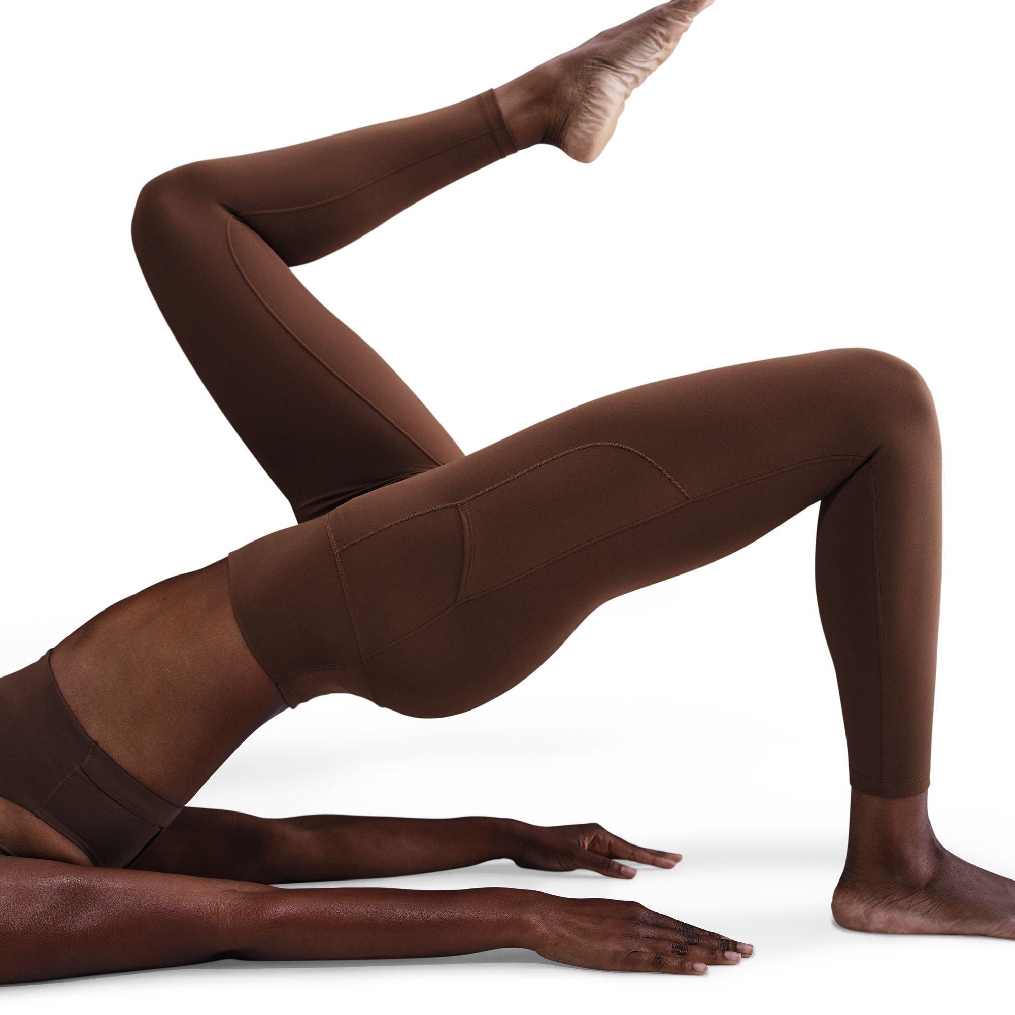 Nike Women's One High-Waisted 7/8 Leggings with Pockets - BROWN Thumbnail View 6