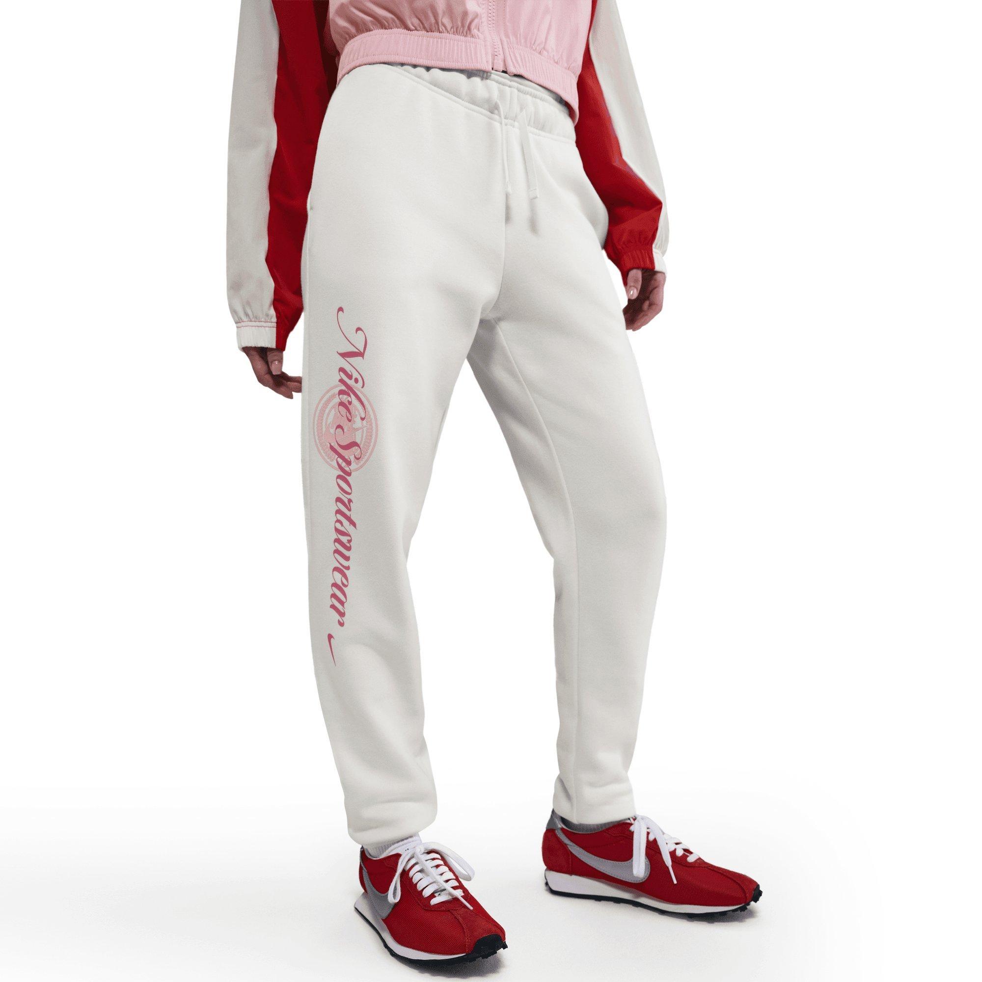 Nike Women's Sportswear Club Fleece Graphic Pants - WHITE/CORAL Thumbnail View 4