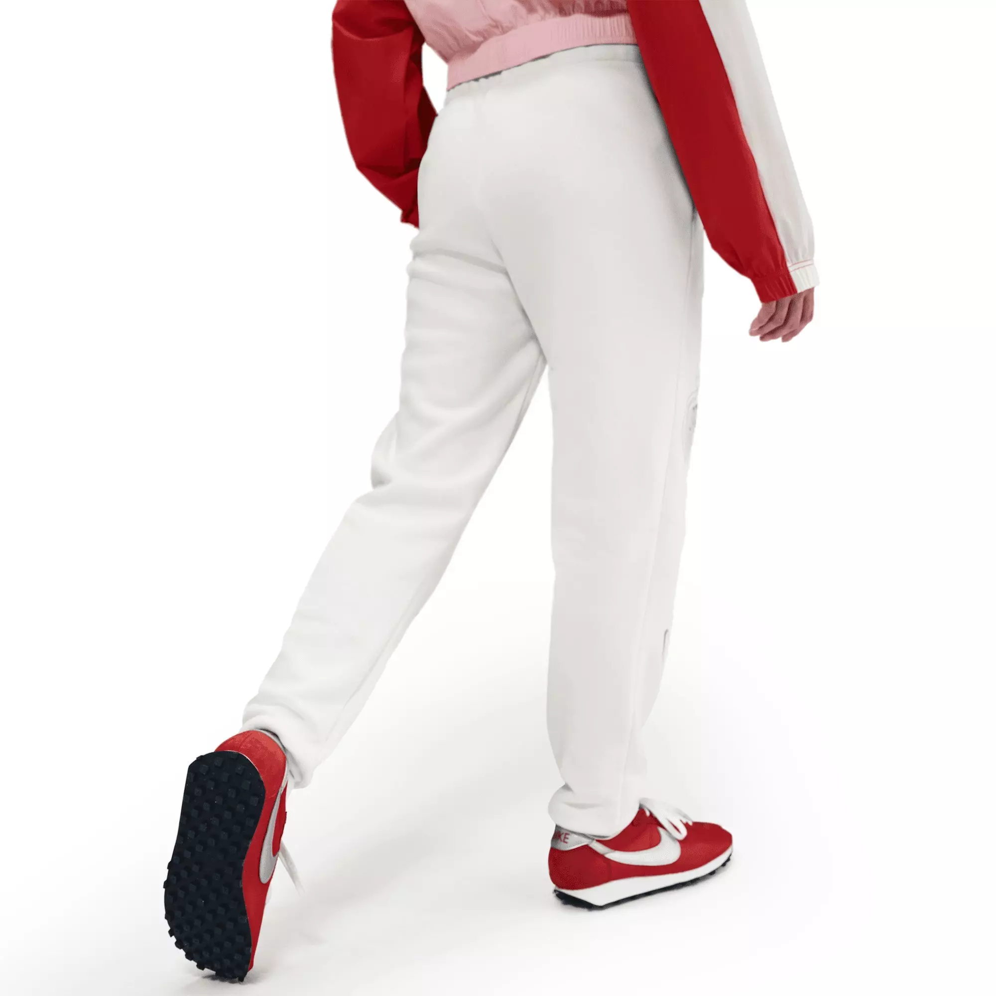 Nike Women's Sportswear Club Fleece Graphic Pants - WHITE/CORAL