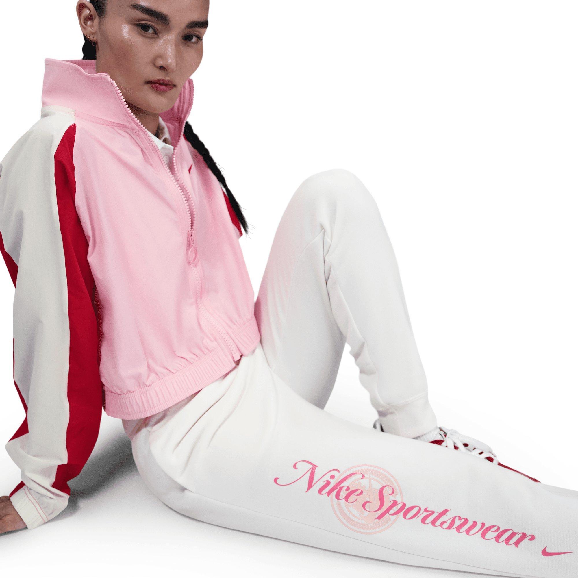 Nike Women's Sportswear Club Fleece Graphic Pants - WHITE/CORAL Thumbnail View 6