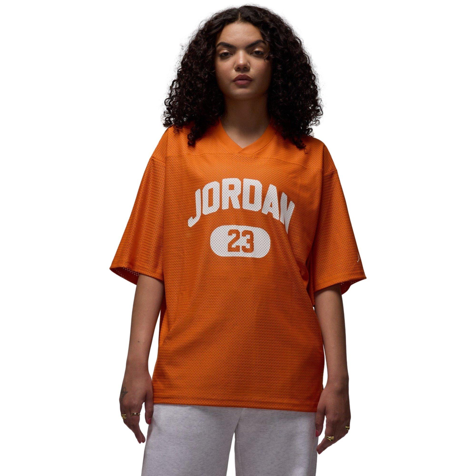 Jordan Women's Brooklyn Mesh Jersey Top - Orange/White - ORANGE/WHITE Thumbnail View 1