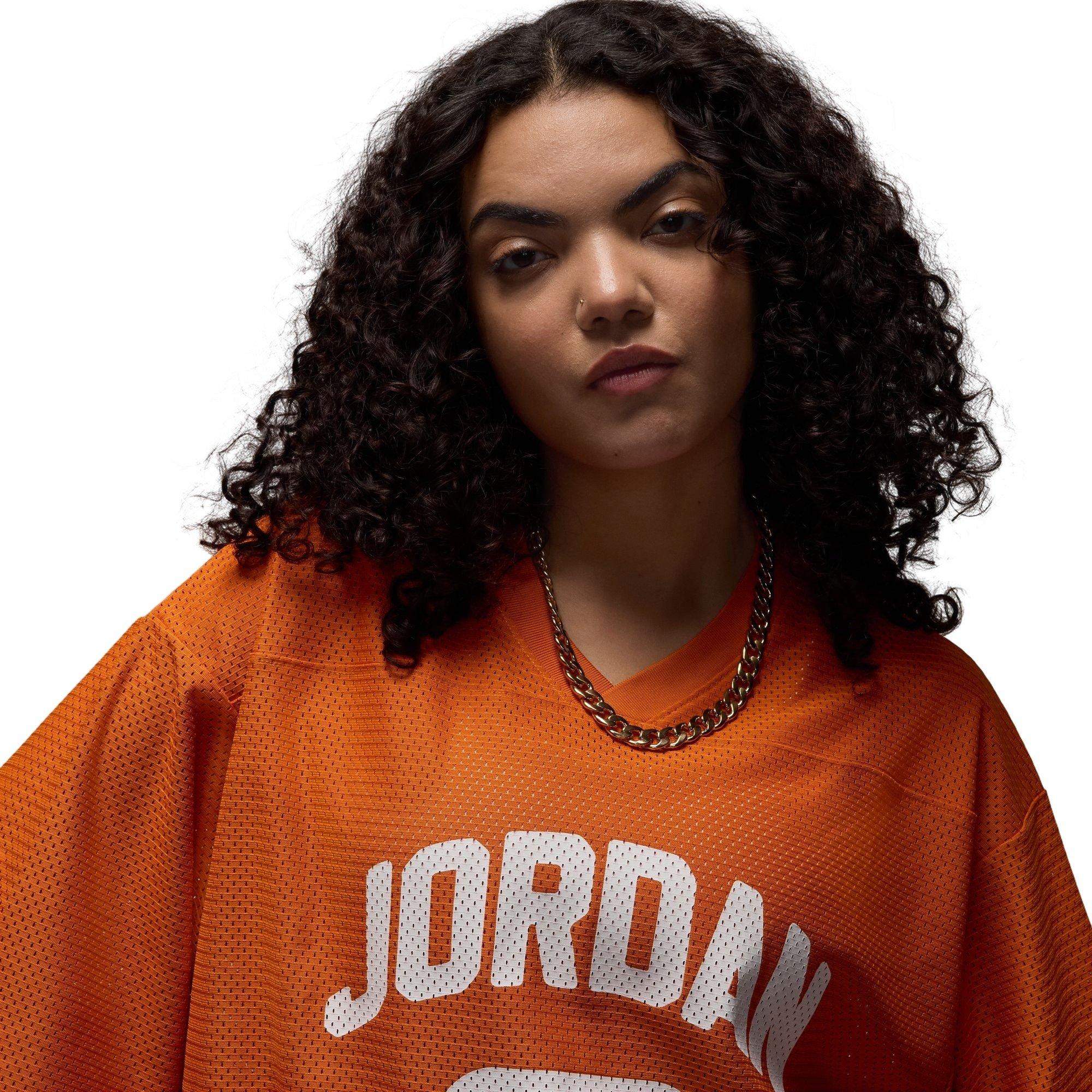 Jordan Women's Brooklyn Mesh Jersey Top - Orange/White - ORANGE/WHITE Thumbnail View 3