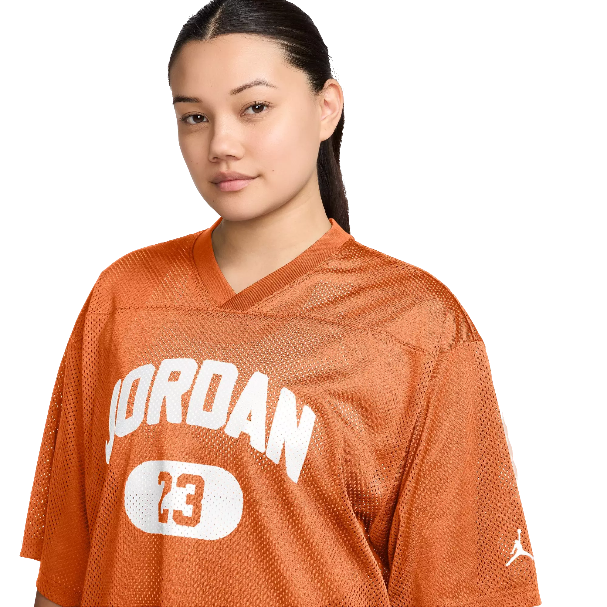 Jordan Women's Brooklyn Mesh Jersey Top - ORANGE/WHITE