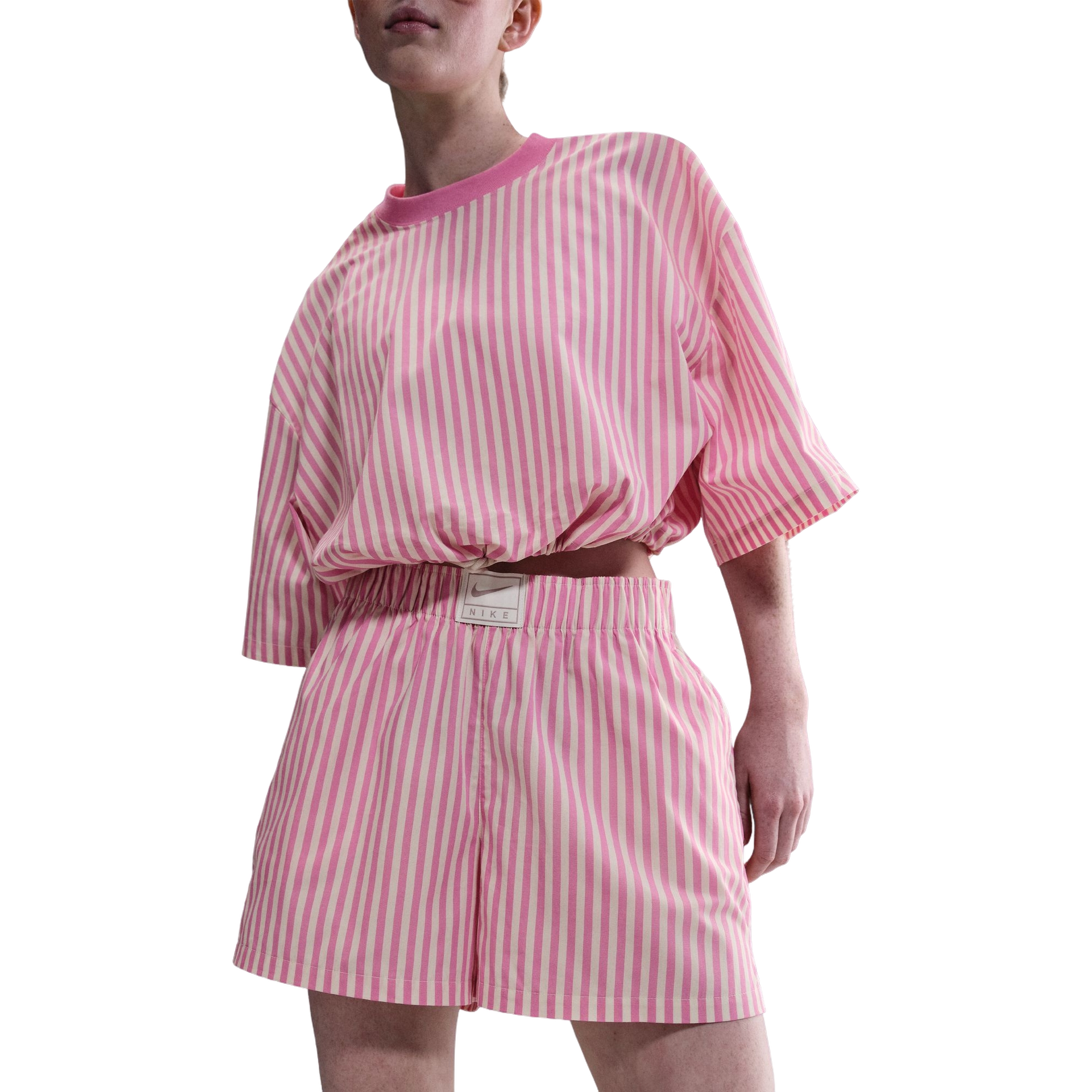 Nike Women's Sportswear Chill Poplin Striped Shorts - PINK Thumbnail View 3