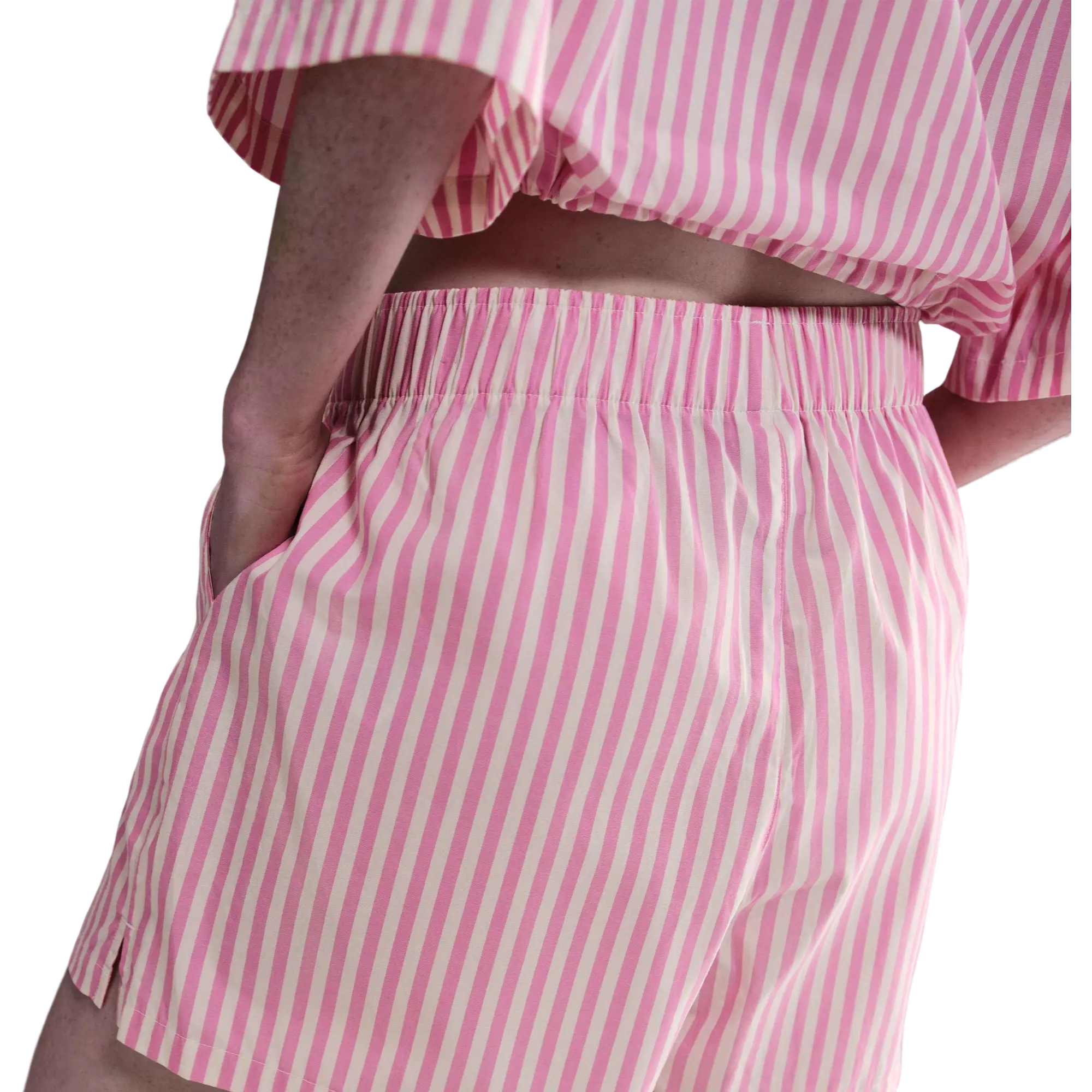 Nike Women's Sportswear Chill Poplin Striped Shorts - PINK