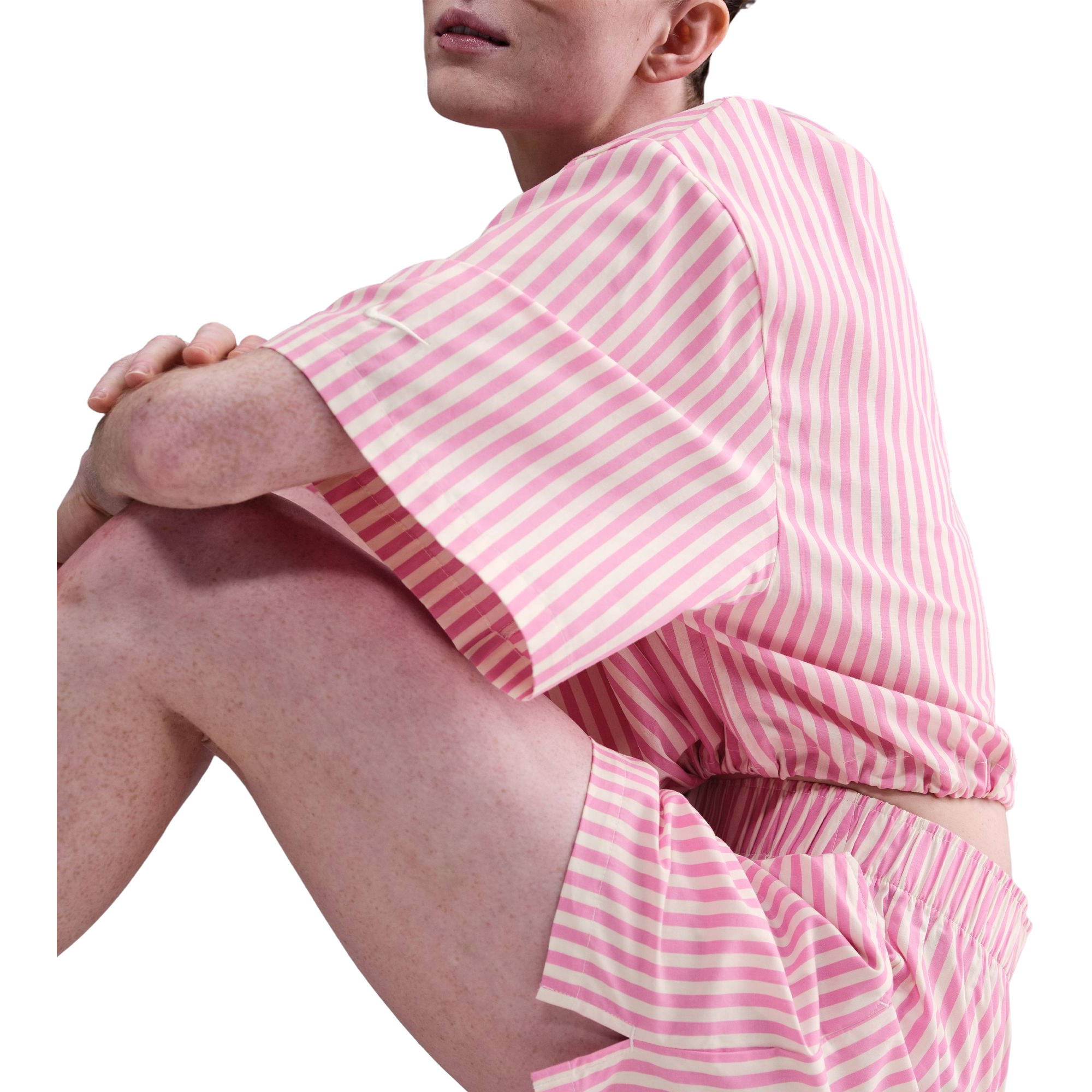 Nike Women's Sportswear Chill Poplin Striped Shorts - PINK Thumbnail View 5