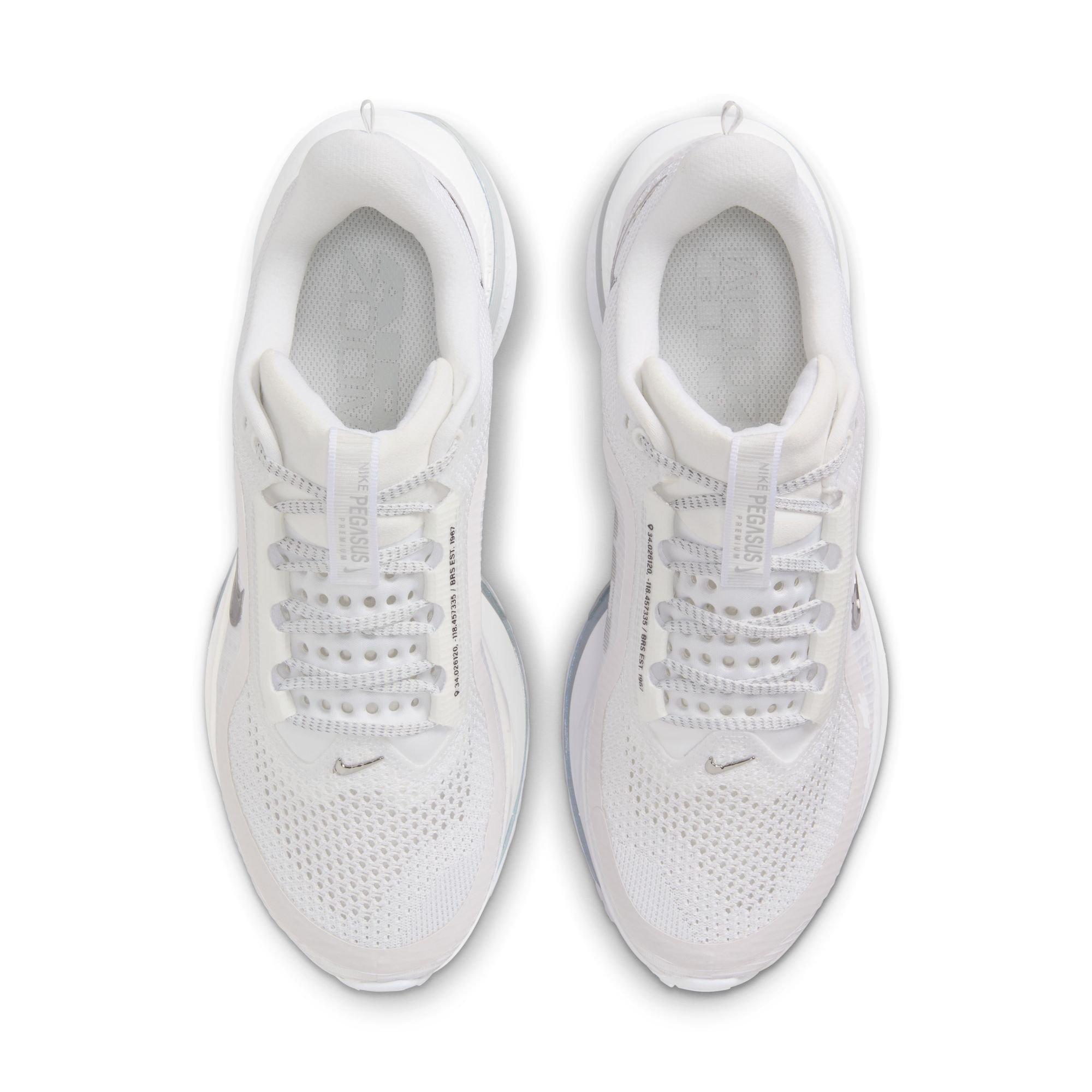 Nike Pegasus Premium "White/Metallic Silver" Women's Road Running Shoe - WHITE/SILVER Thumbnail View 5