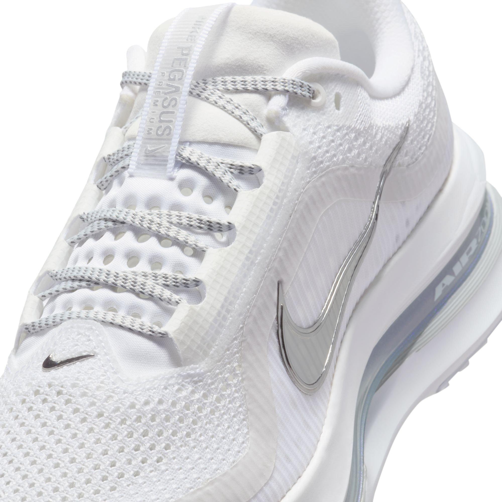 Nike Pegasus Premium "White/Metallic Silver" Women's Road Running Shoe - WHITE/SILVER Thumbnail View 9