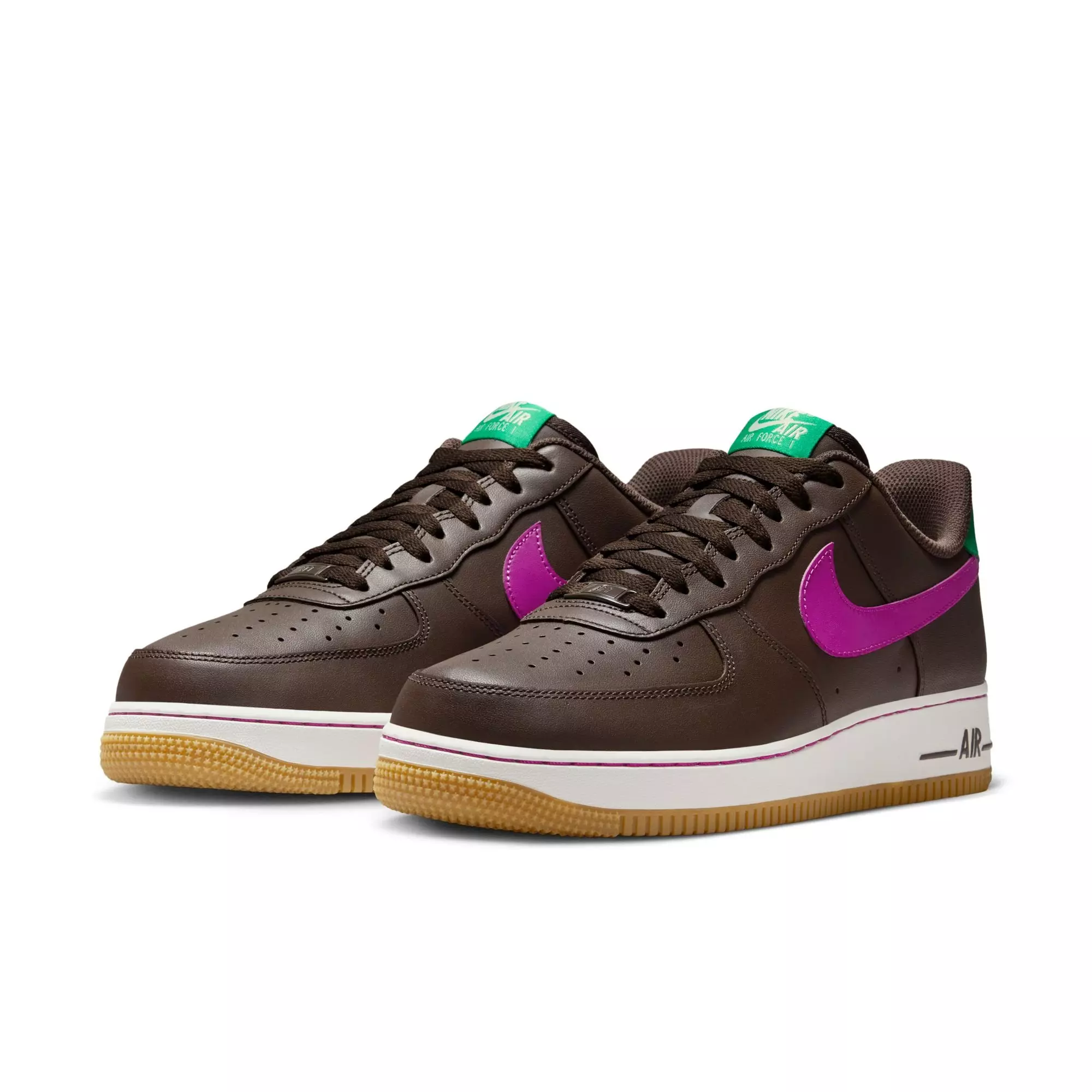 Nike Air Force 1 '07 "Baroque Brown/Vivid Purple/Stadium Green" Men's Shoe - PURPLE