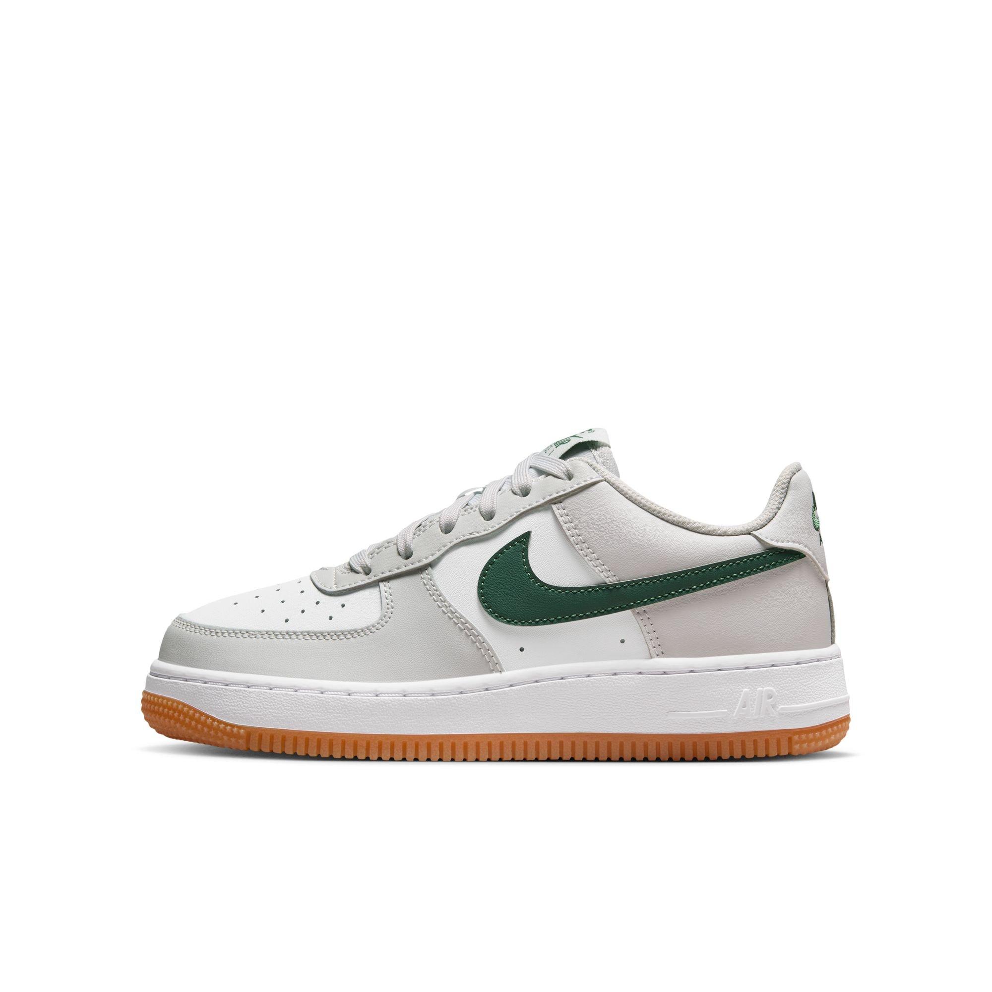 Nike Air Force 1 Grade School Boys' "Photon Dust/White/Fir/Gum Med Brown" Shoe