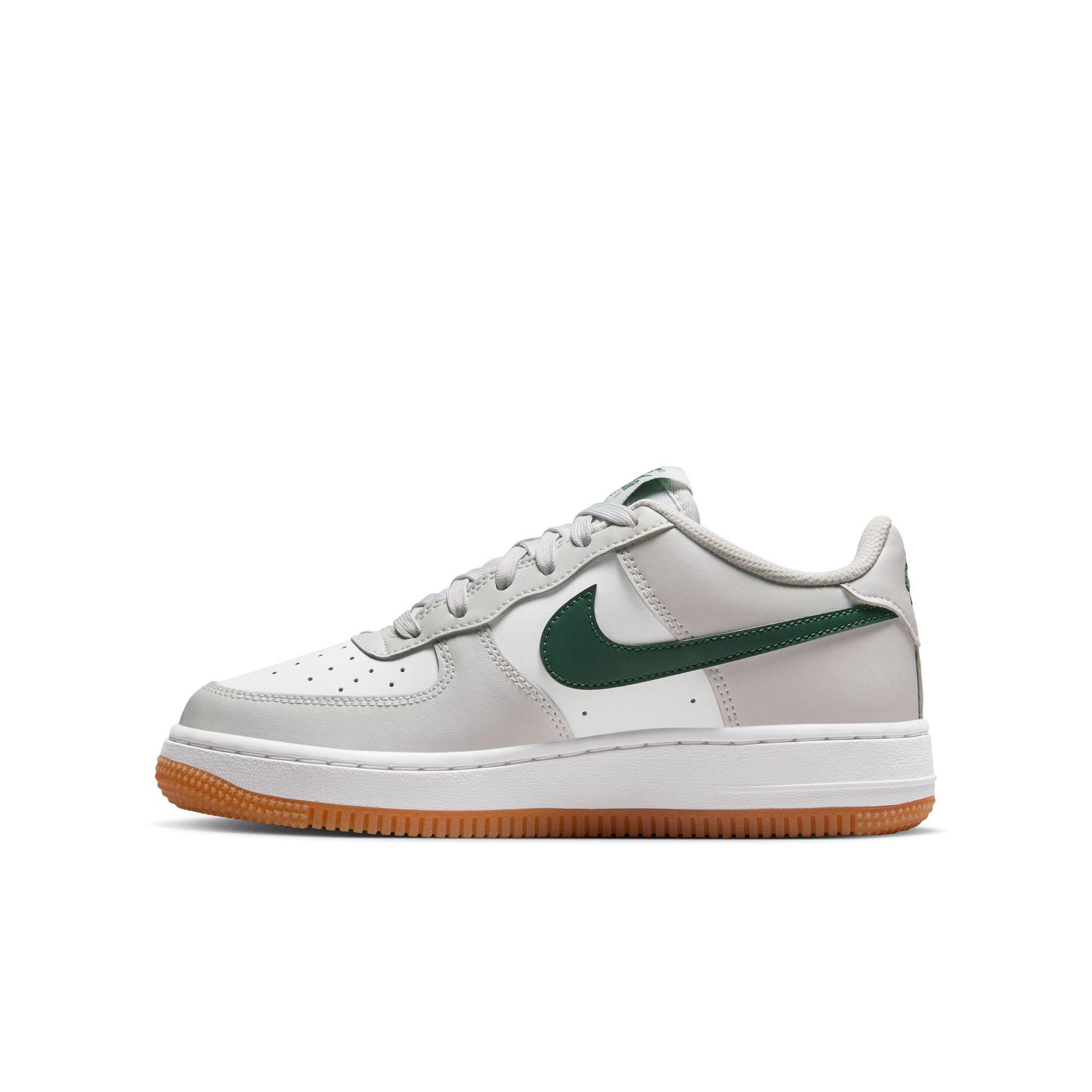 Nike Air Force 1 Grade School Boys' "Photon Dust/White/Fir/Gum Med Brown" Shoe