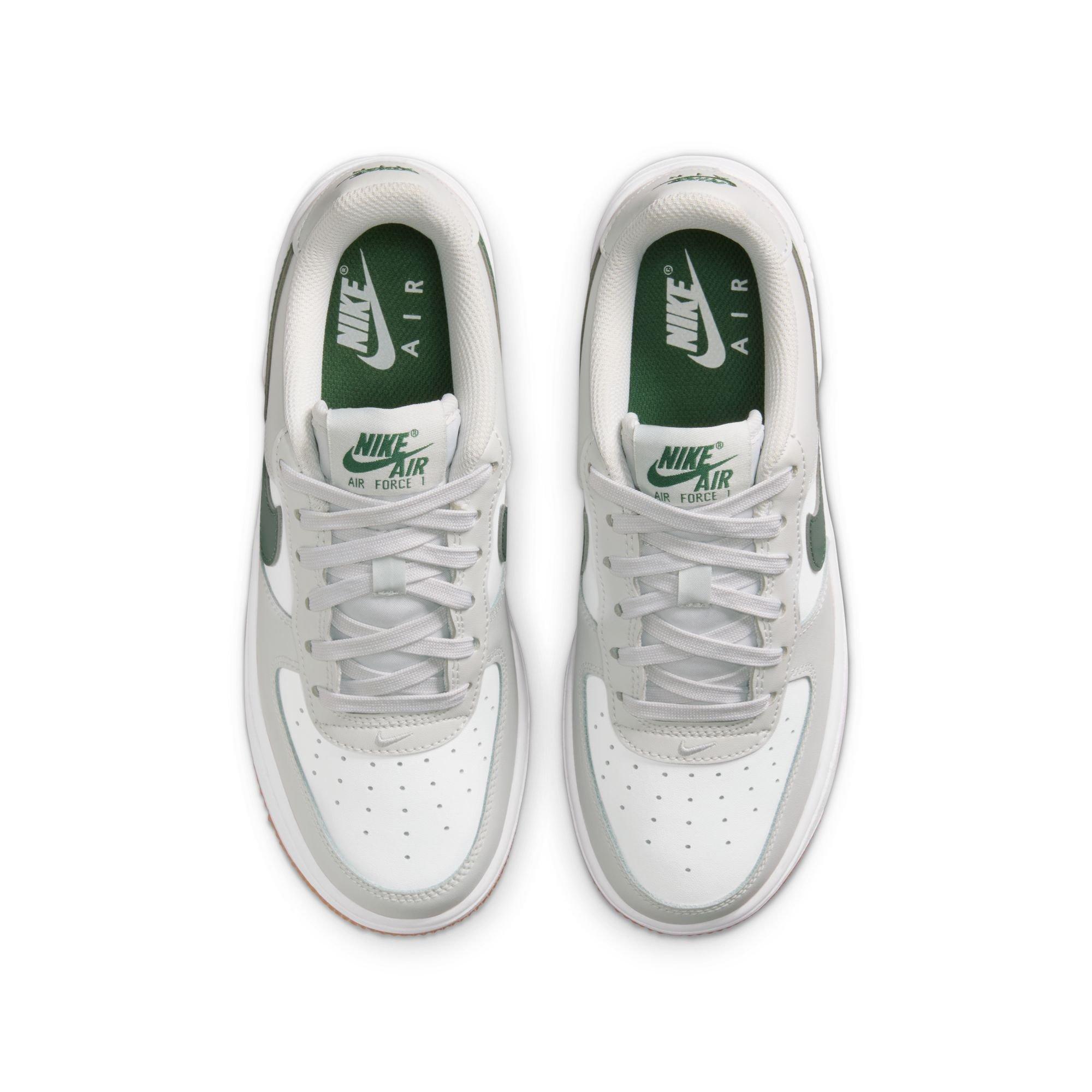 Nike Air Force 1 Grade School Boys' "Photon Dust/White/Fir/Gum Med Brown" Shoe