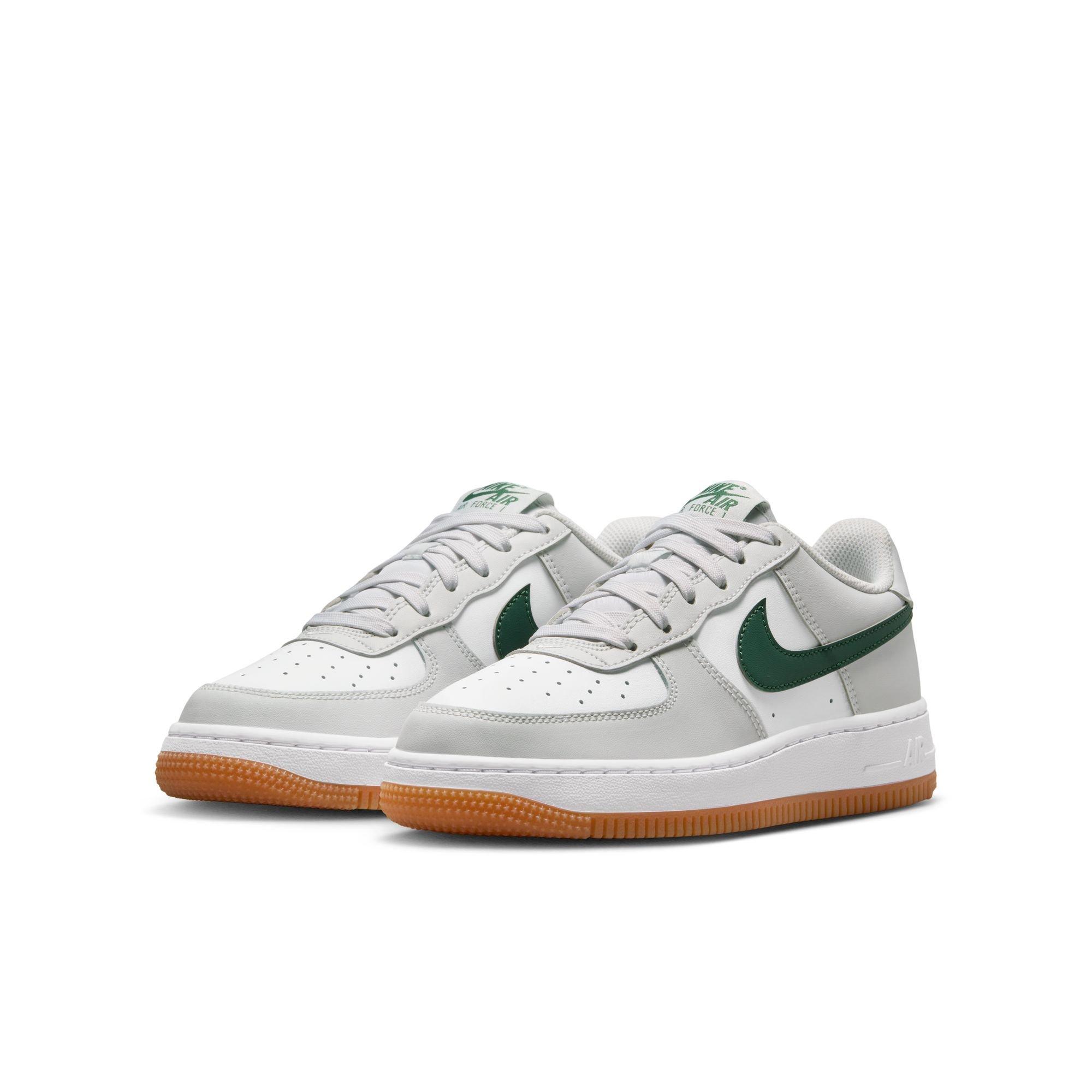 Nike Air Force 1 Grade School Boys' "Photon Dust/White/Fir/Gum Med Brown" Shoe