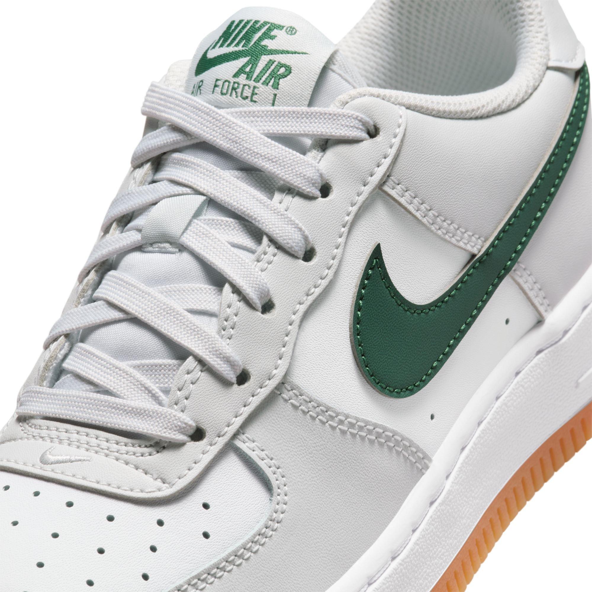 Nike Air Force 1 Grade School Boys' "Photon Dust/White/Fir/Gum Med Brown" Shoe