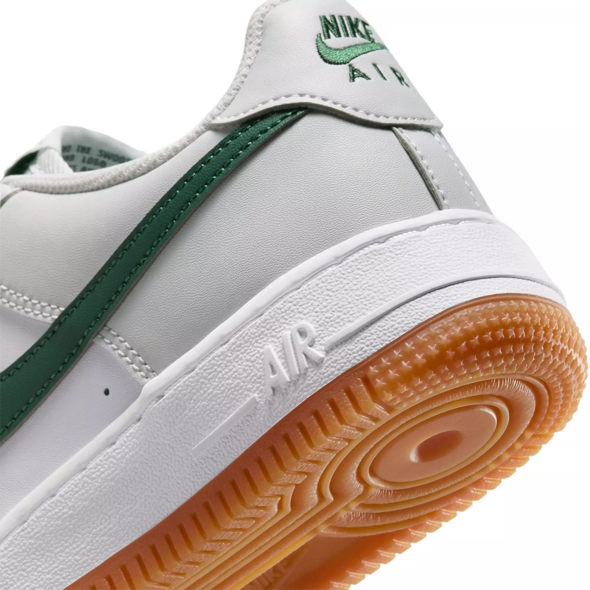 Nike Air Force 1 "Photon Dust/White/Fir/Gum Med Brown" Grade School Boys' Shoe - WHITE/GREEN