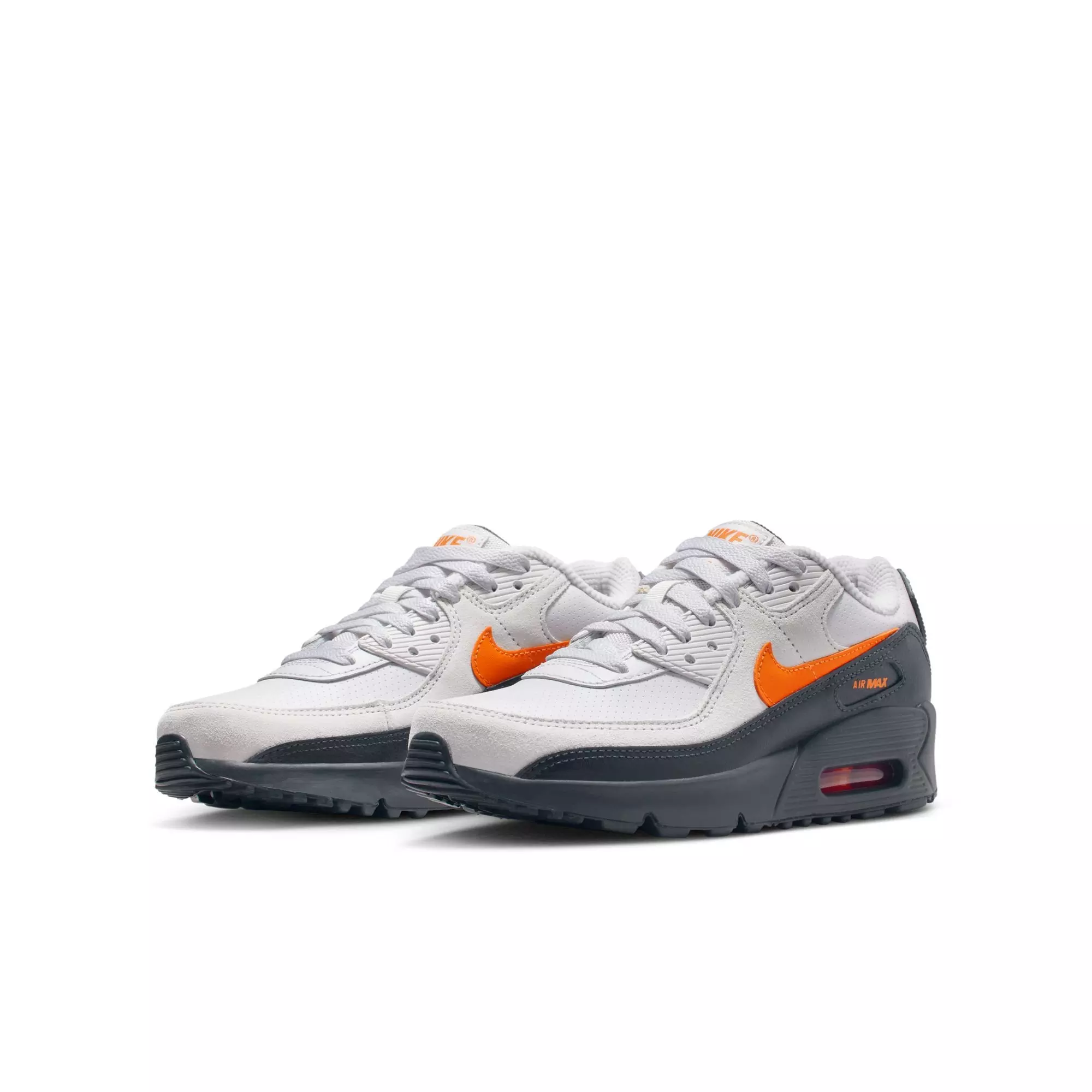 Nike Air Max 90 "Vast Grey/Safety Orange/Anthracite/White" Grade School Boys' Shoe - GREY/ORANGE