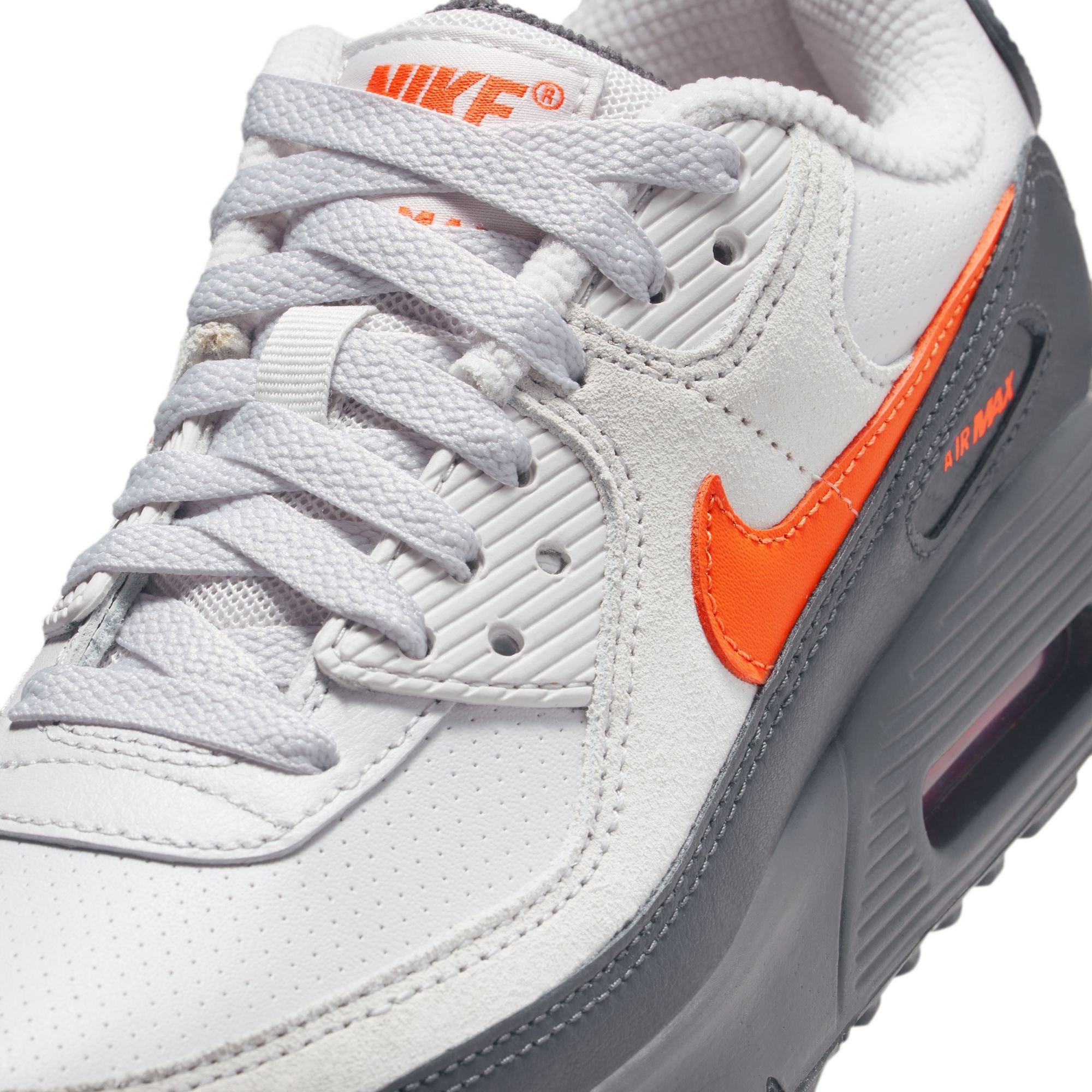 Nike Air Max 90 Grade School Boys' "Vast Grey/Safety Orange/Anthracite/White" Shoe