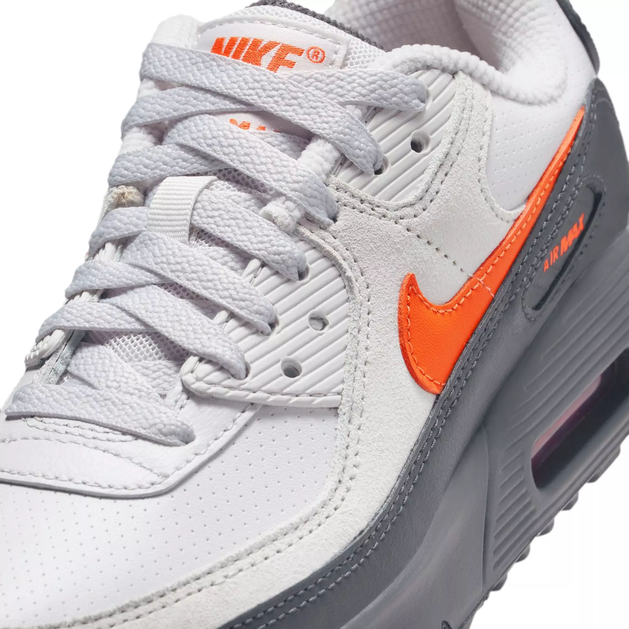 Nike Air Max 90 "Vast Grey/Safety Orange/Anthracite/White" Grade School Boys' Shoe - GREY/ORANGE