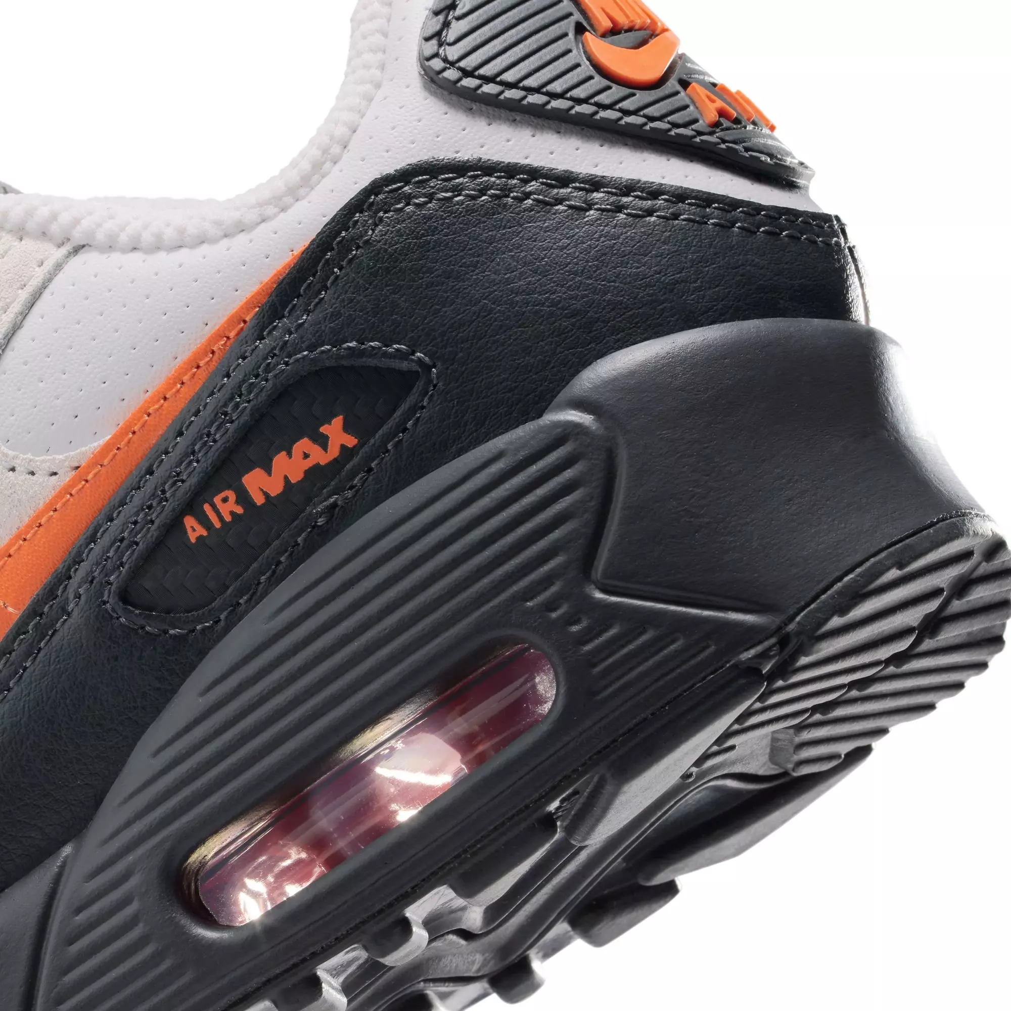 Nike Air Max 90 "Vast Grey/Safety Orange/Anthracite/White" Grade School Boys' Shoe - GREY/ORANGE