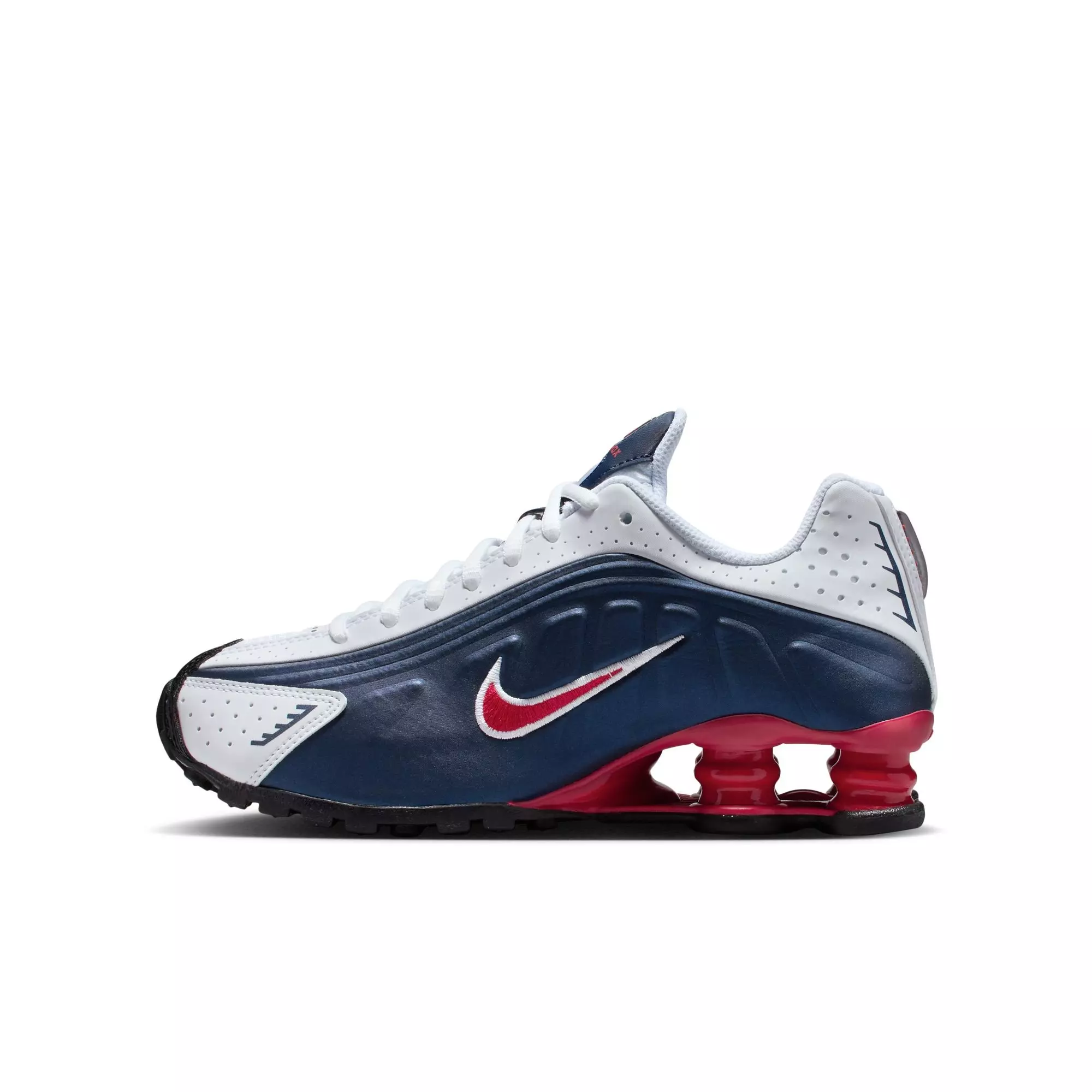 Nike Shox R4 "Midnight Navy/Gym Red/White" Grade School Boys' Shoe - WHITE/RED/BLUE
