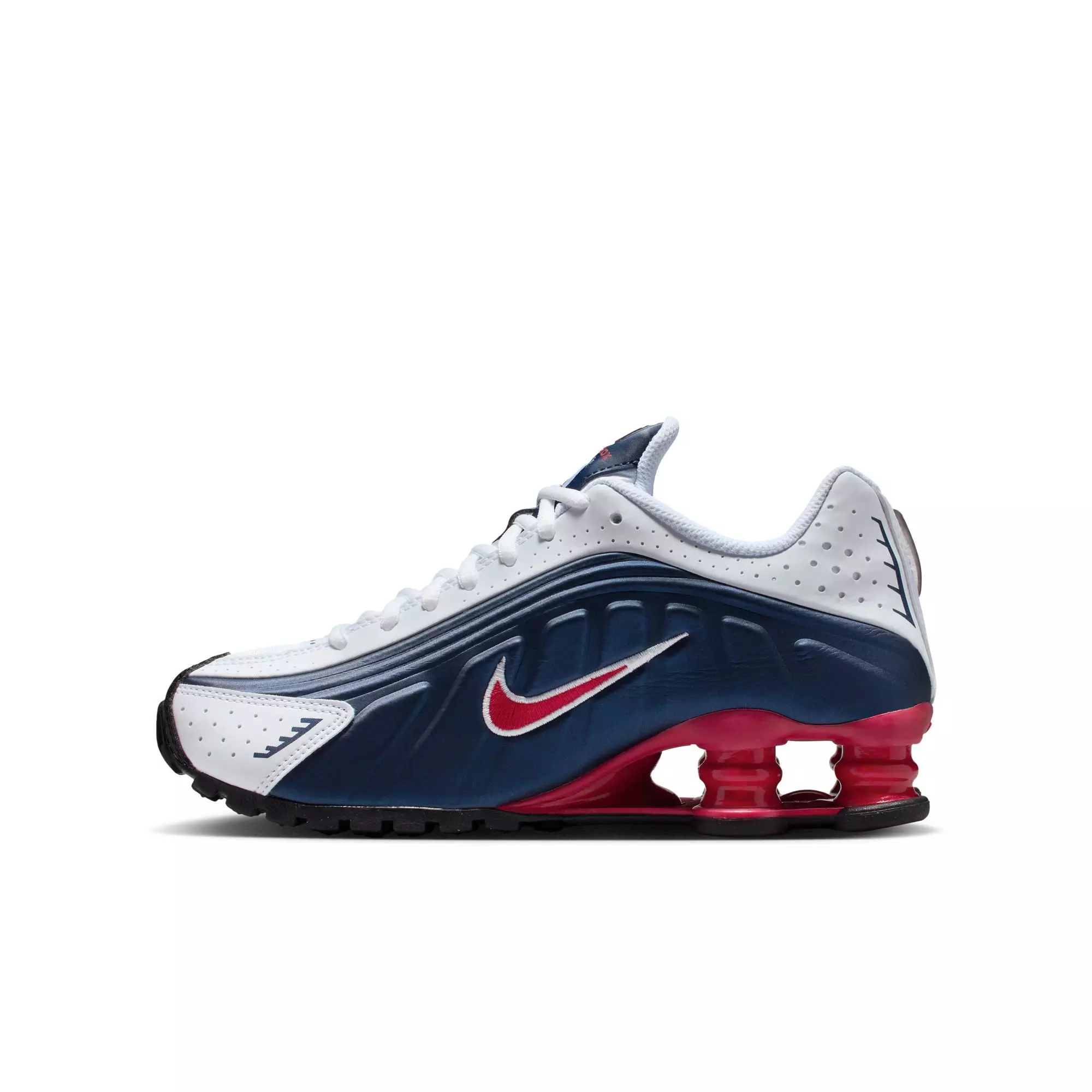 Nike Shox R4 "Midnight Navy/Gym Red/White" Grade School Boys' Shoe - WHITE/RED/BLUE