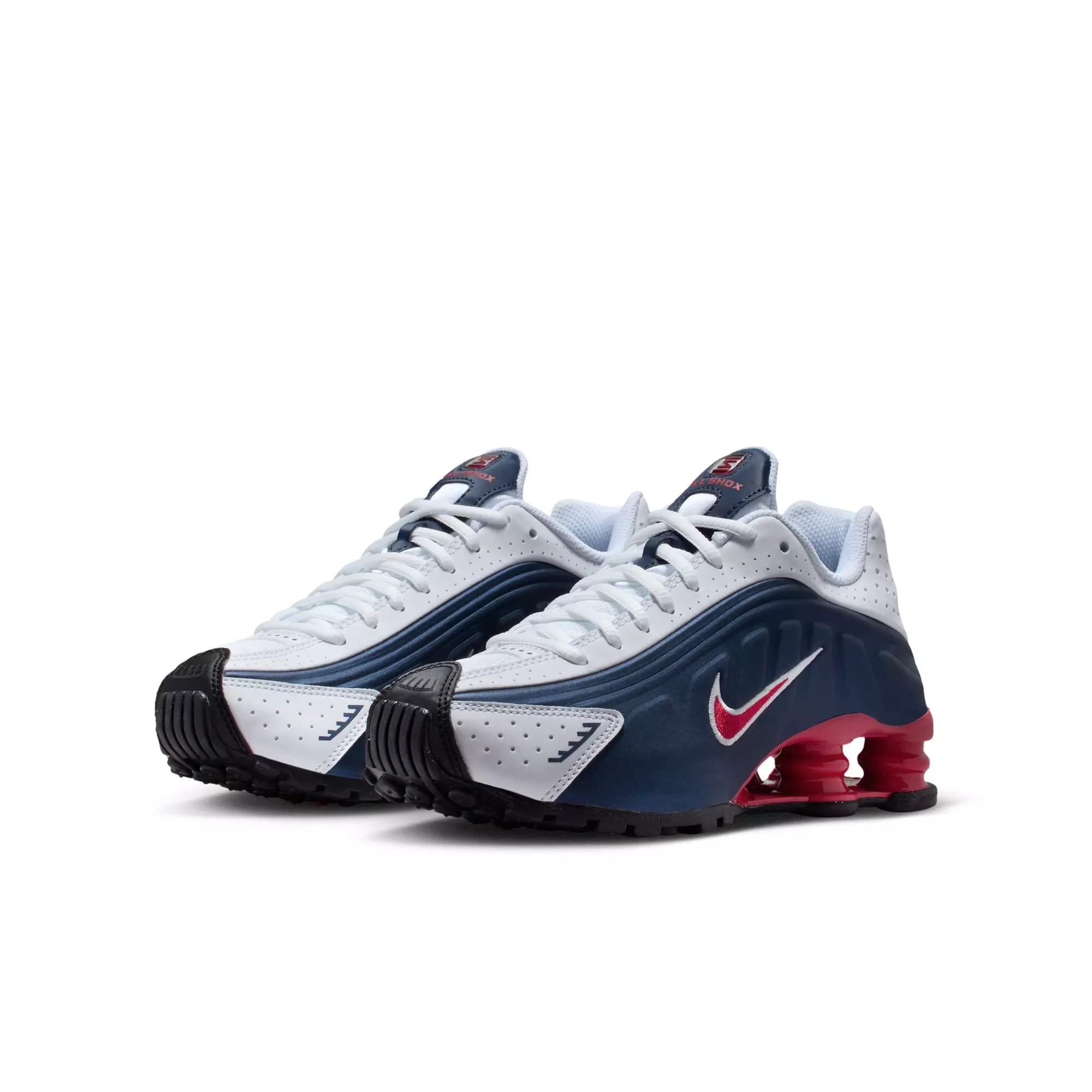 Nike Shox R4 "Midnight Navy/Gym Red/White" Grade School Boys' Shoe - WHITE/RED/BLUE