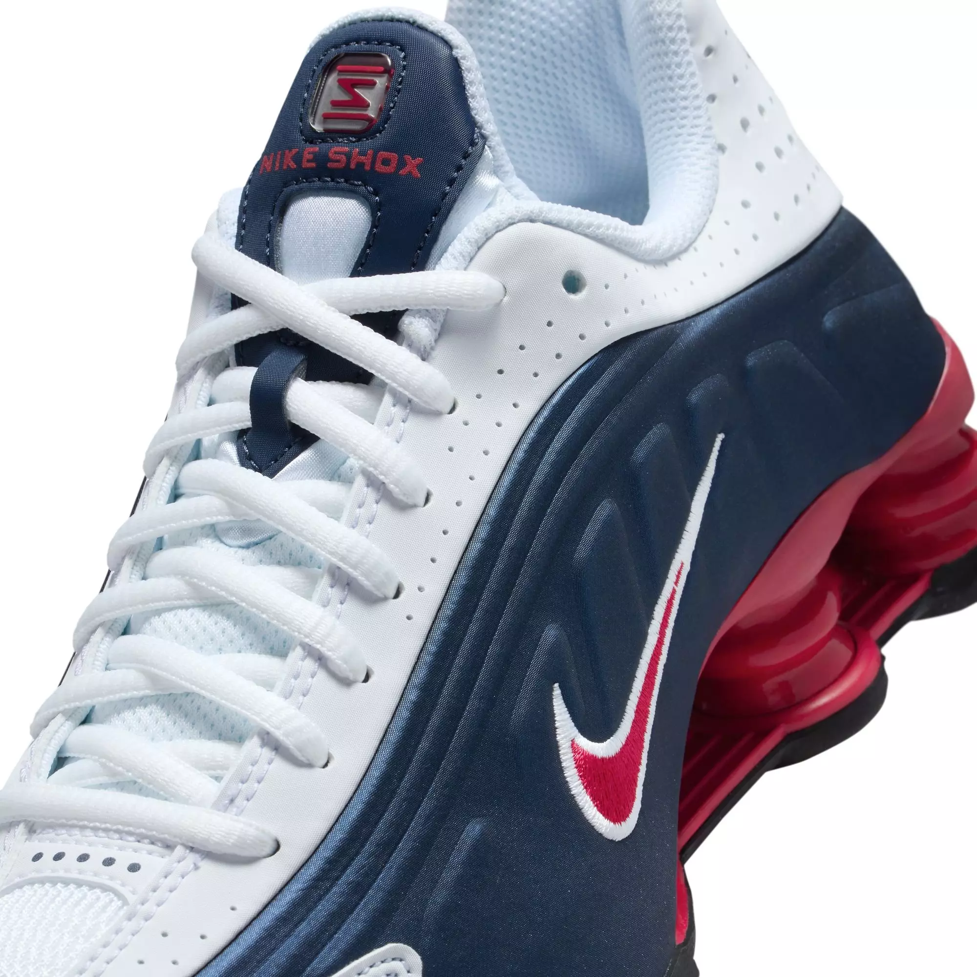 Nike Shox R4 "Midnight Navy/Gym Red/White" Grade School Boys' Shoe - WHITE/RED/BLUE
